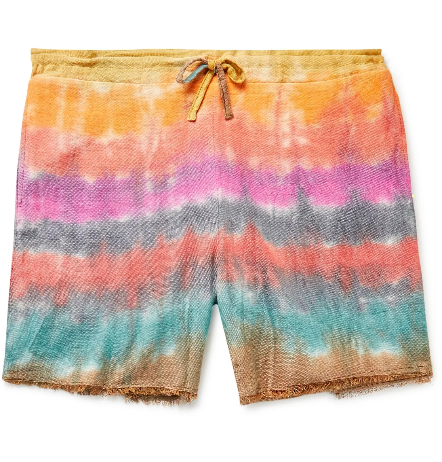 Wacky Boomslang Tie-Dyed Wool, Cashmere and Cotton-Blend Drawstring Shorts - 1