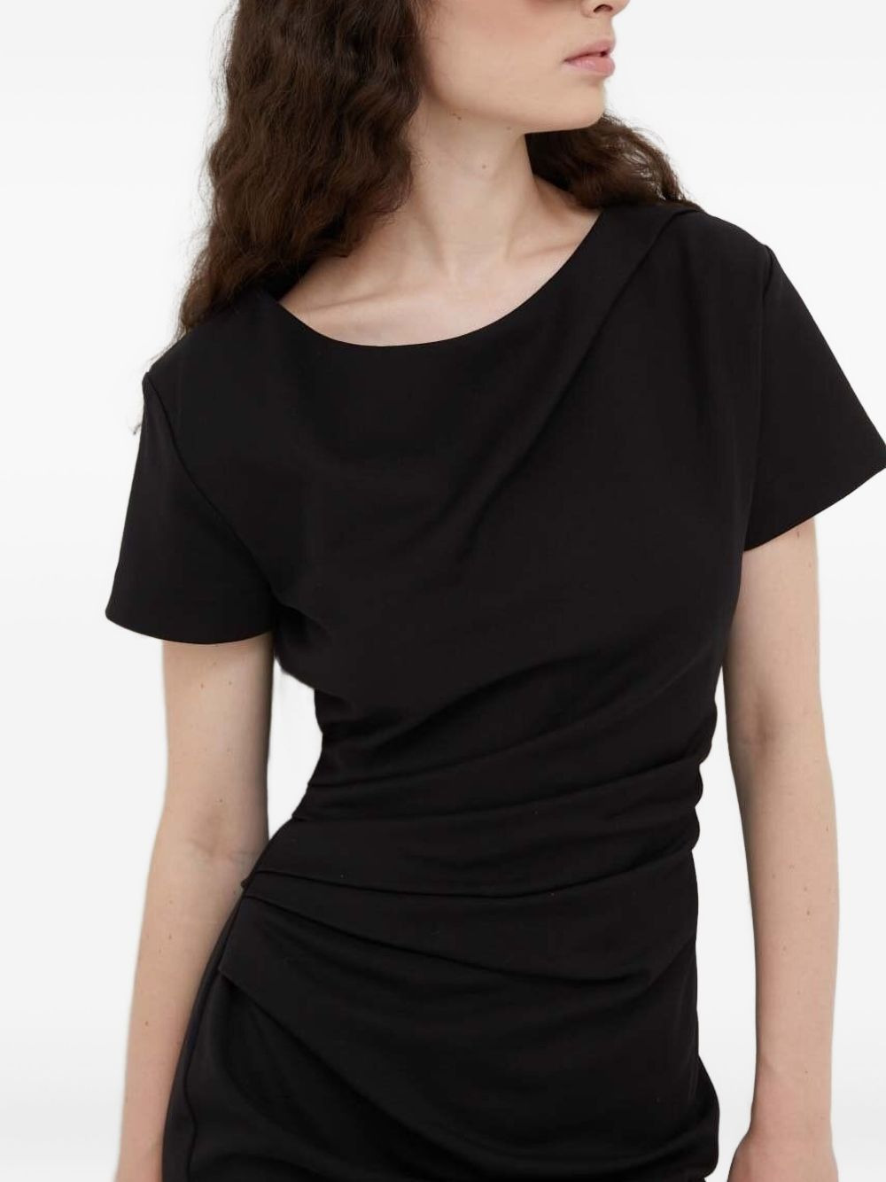 gathered-waist short-sleeve midi dress - 3