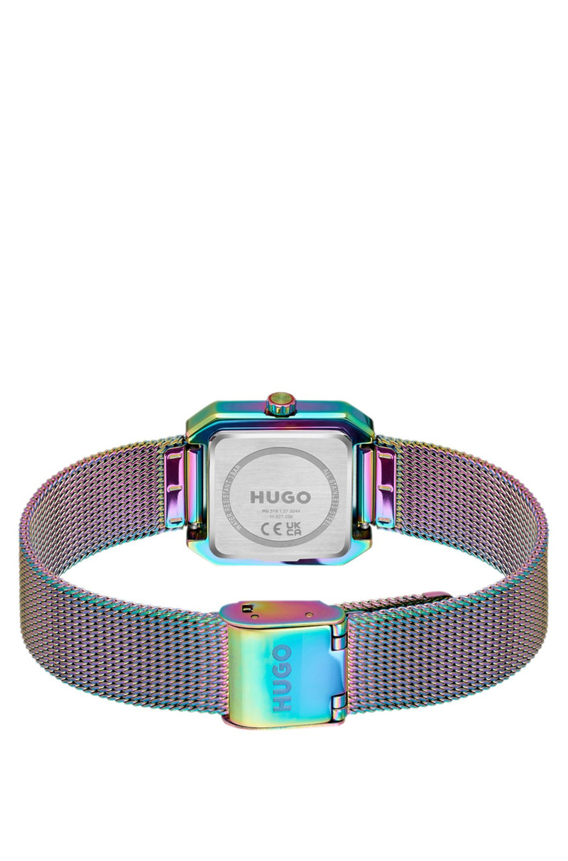 HAZEL IRIDESCENT SQUARE WATCH WITH MESH BRACELET 3