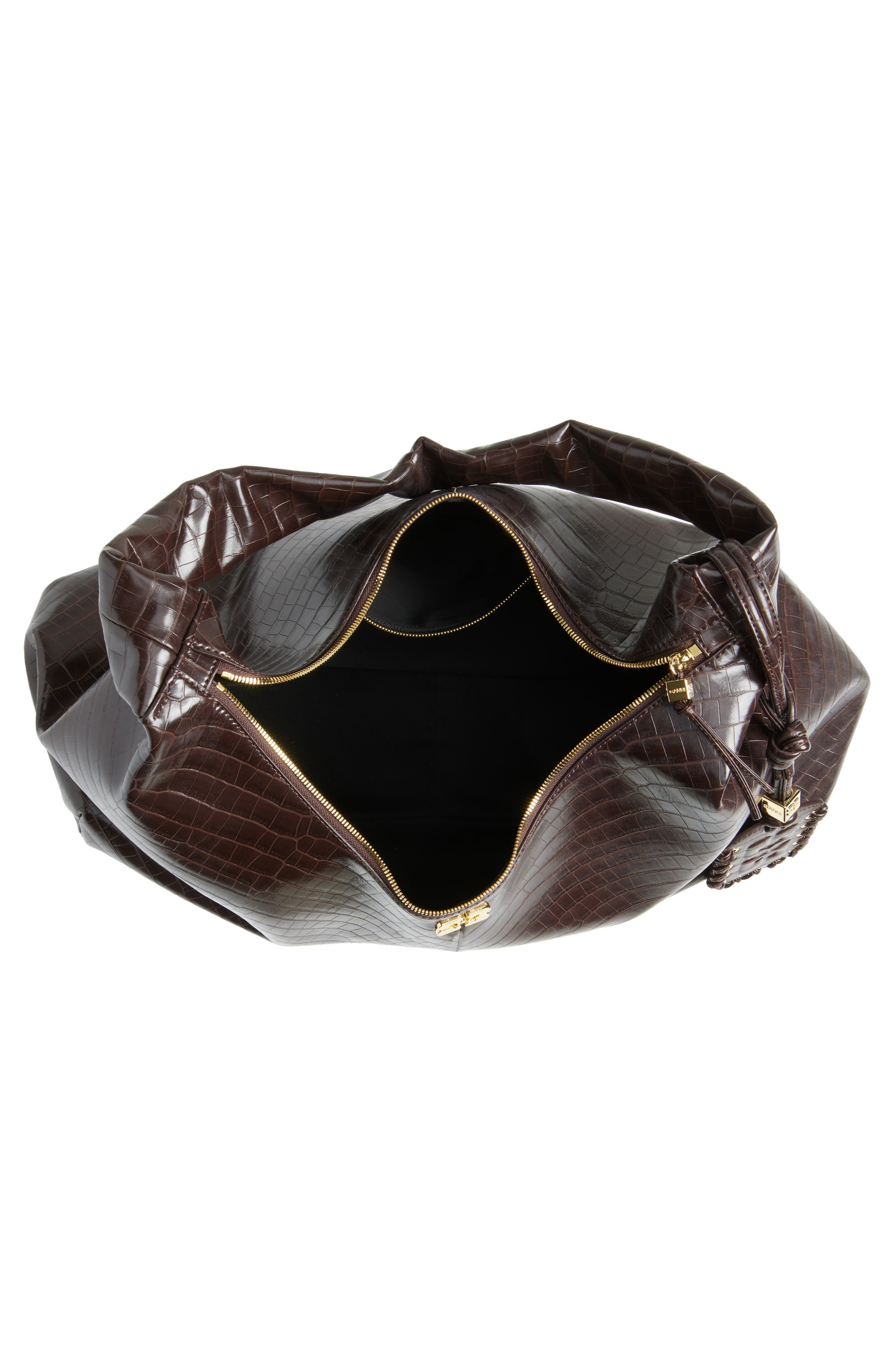 Ganni XXL Bou Croc Embossed Hobo Bag in Chocolate Fondant at Nordstrom - 4