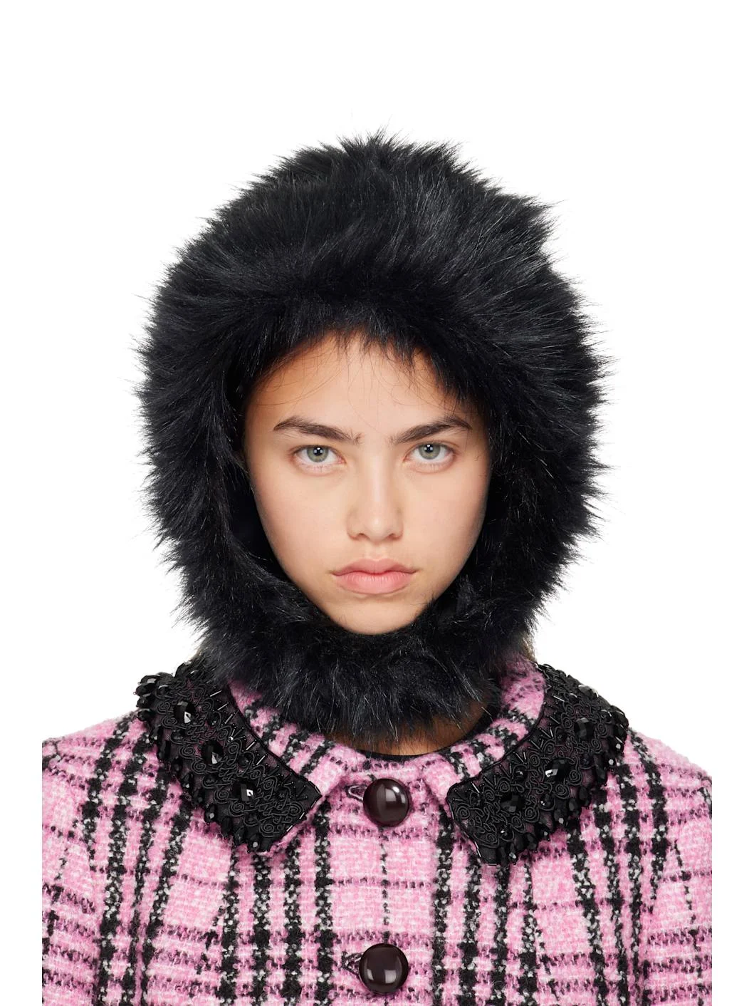 Black Faux-Fur Bonnet - 1
