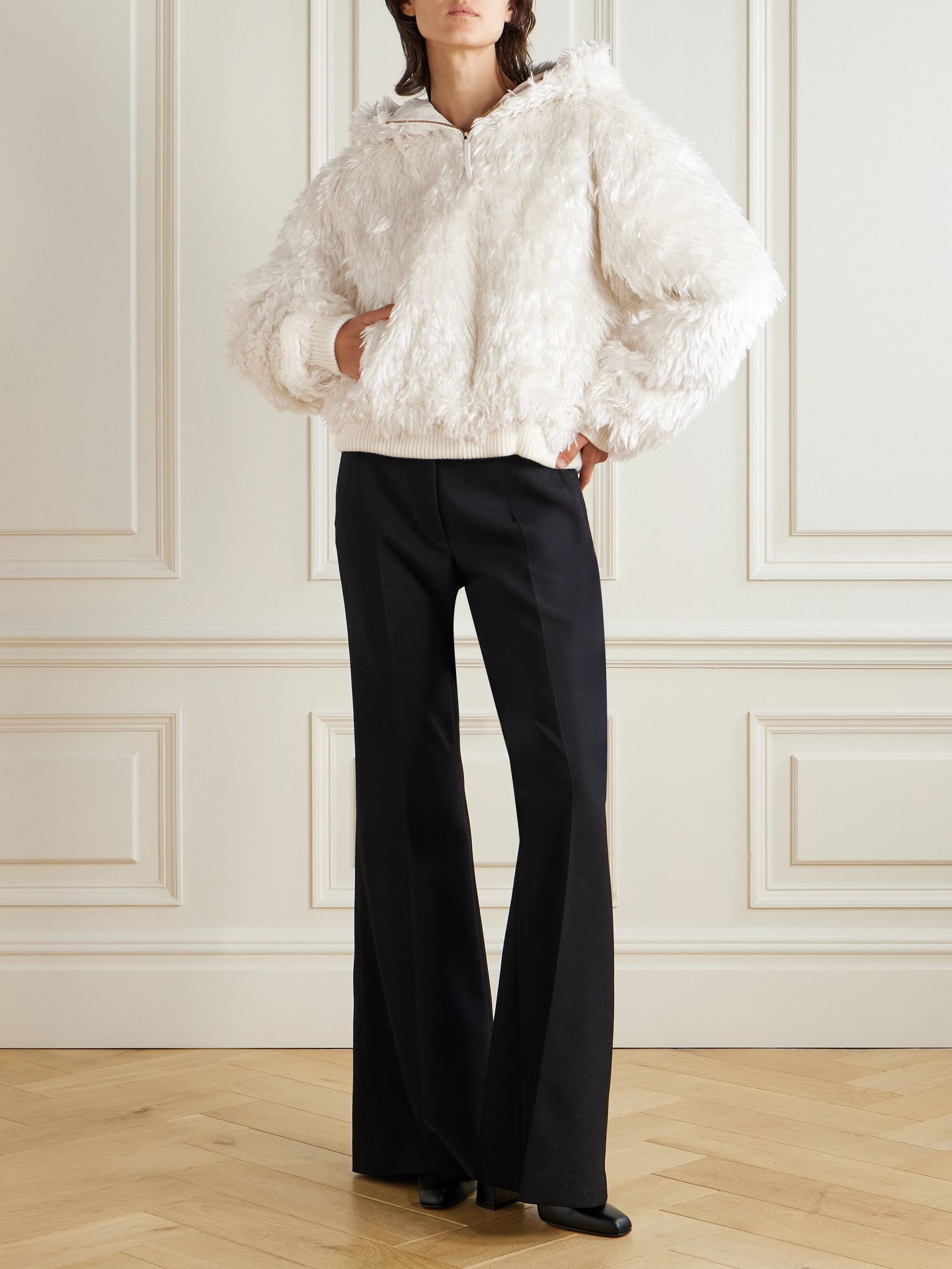 Orlando hooded padded knitted silk jacket Ivory - 2