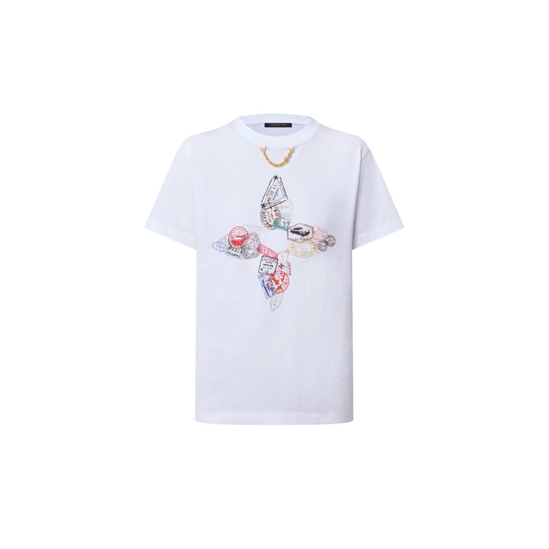 Travel Stamp Flower T-Shirt 1