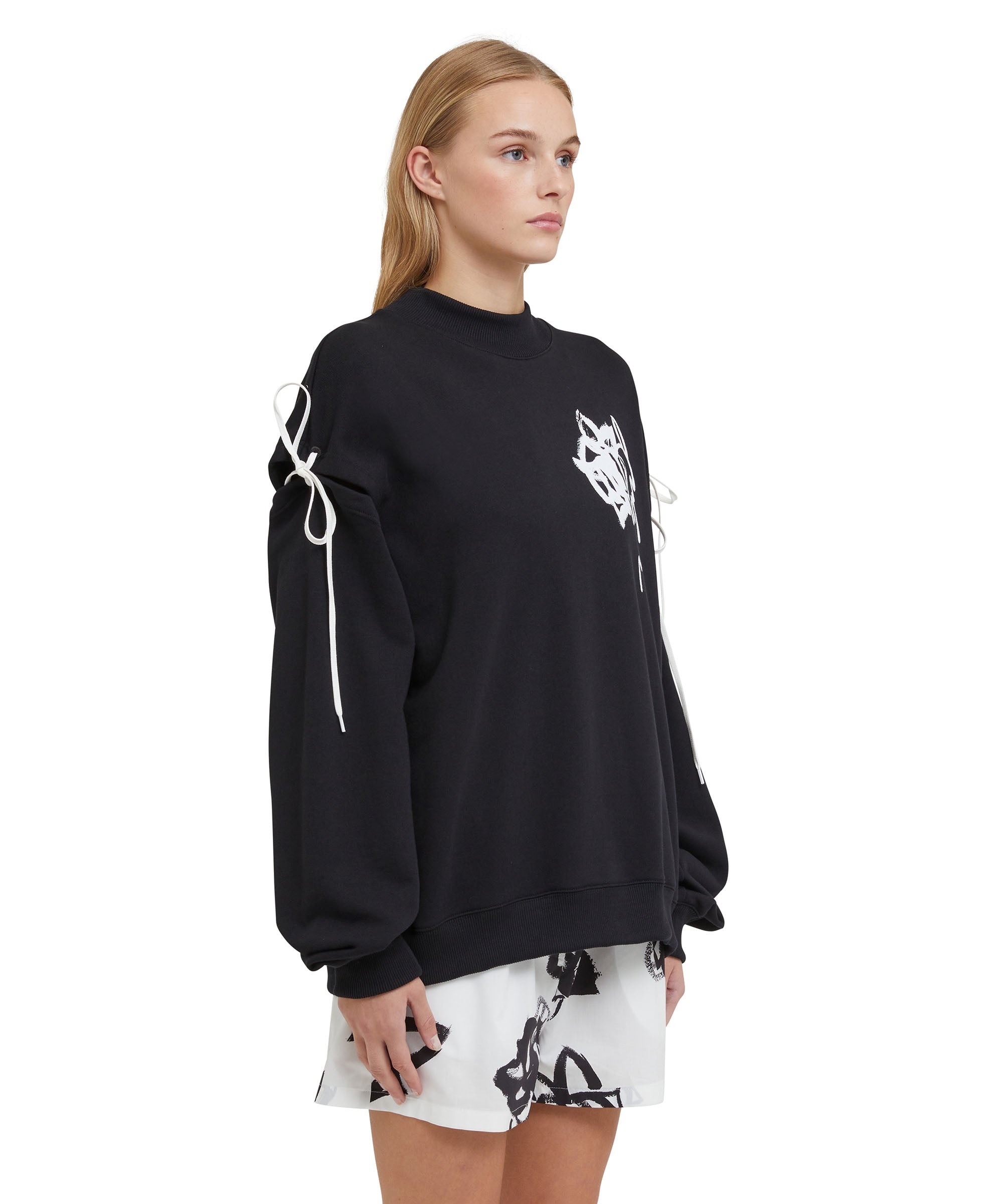 Crew-neck sweatshirt with rose brushstroke graphic - 4