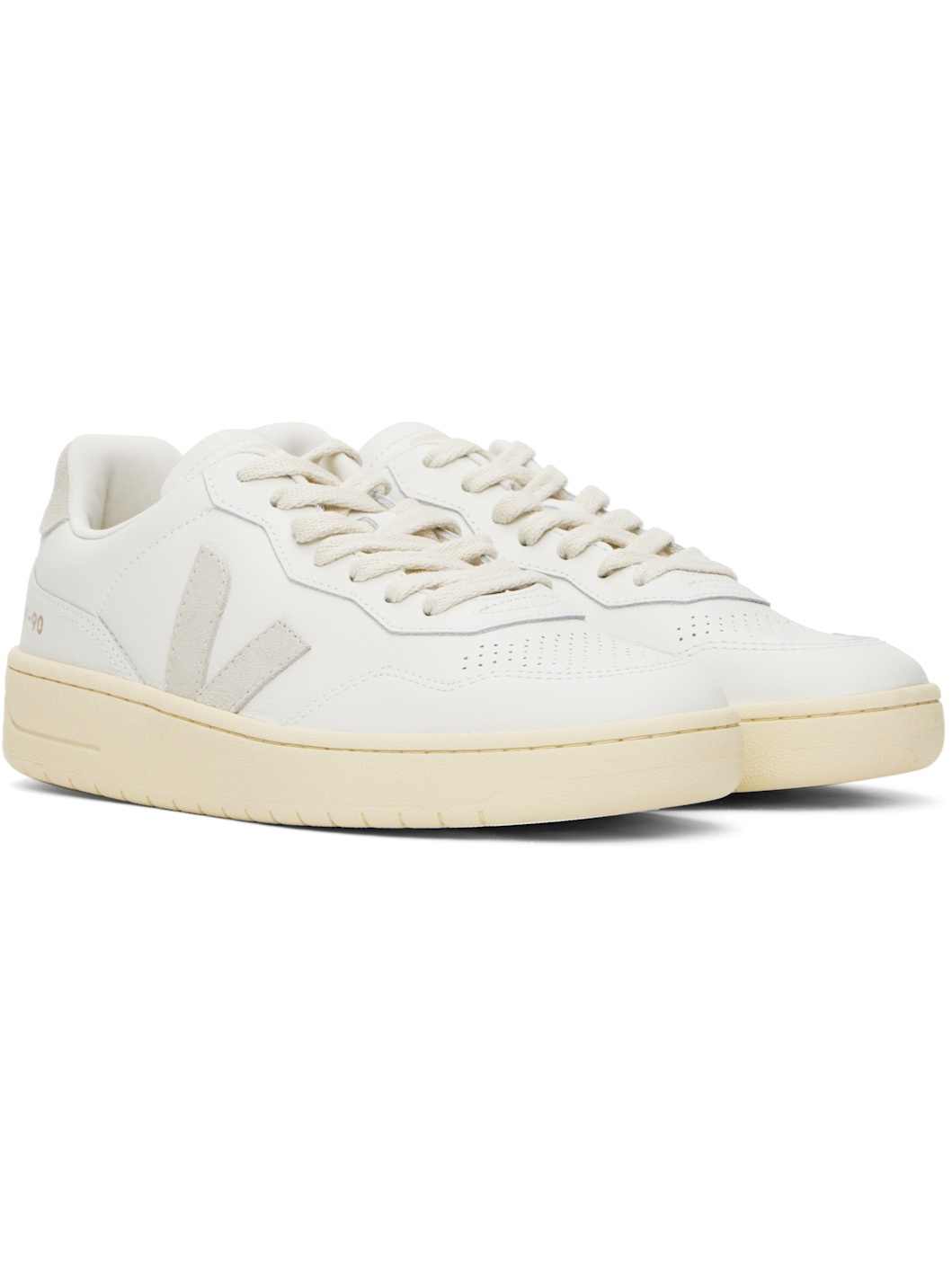 White V-90 Leather Sneakers - 4