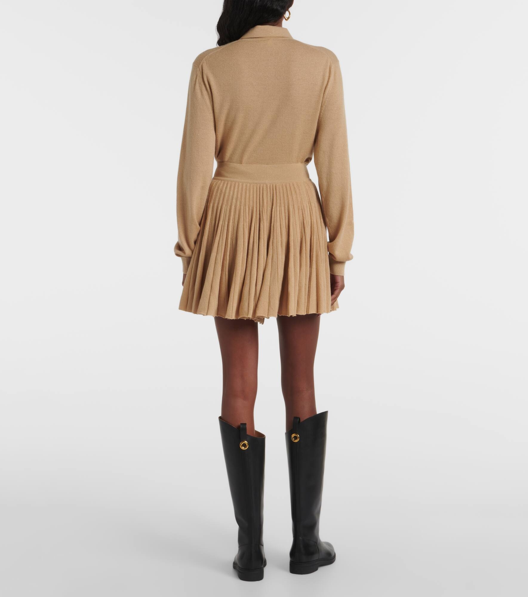 Luciole pleated cashmere-blend shorts - 3