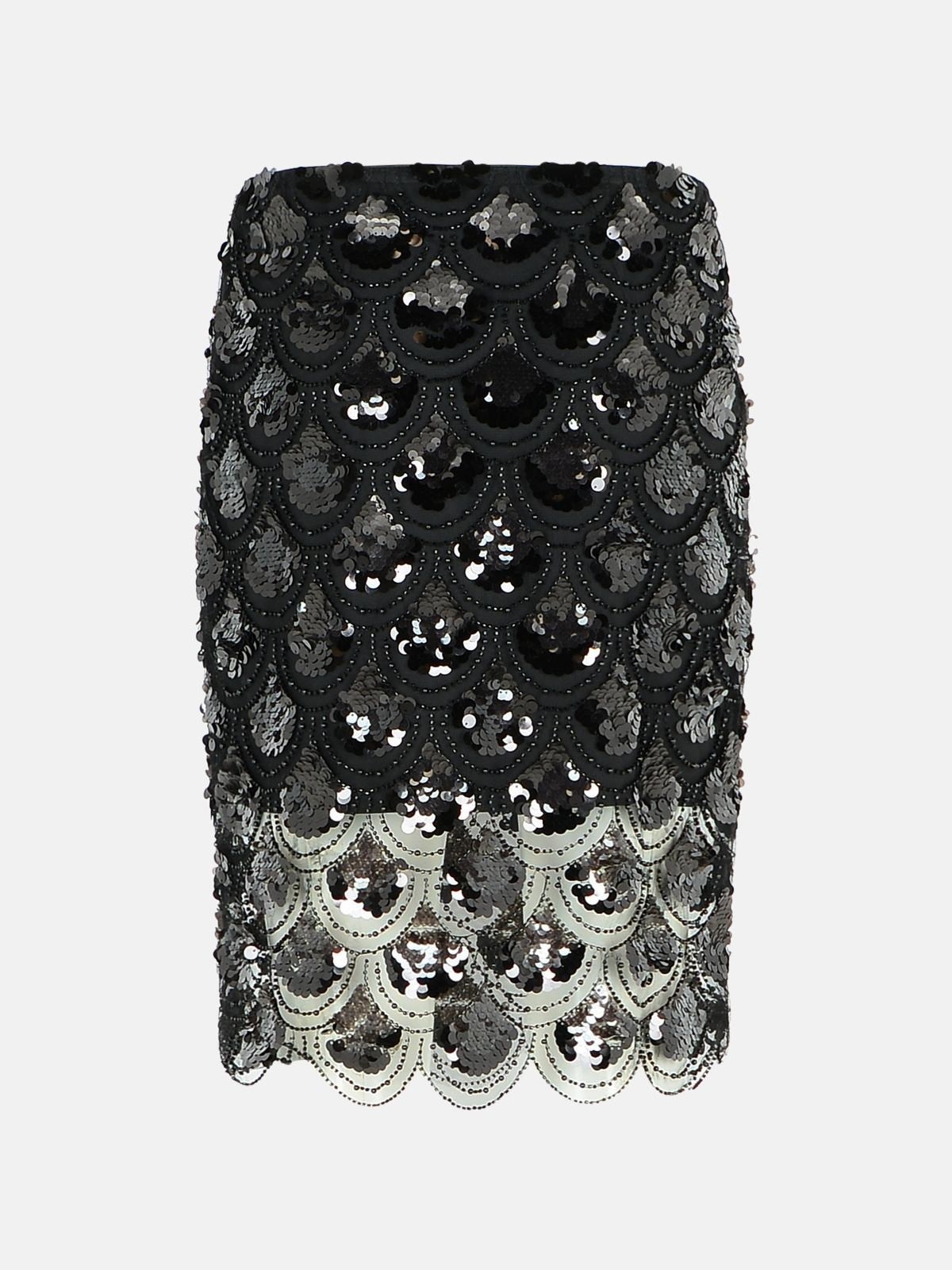 'SEQUIN' BLACK POLYESTER SKIRT - 3