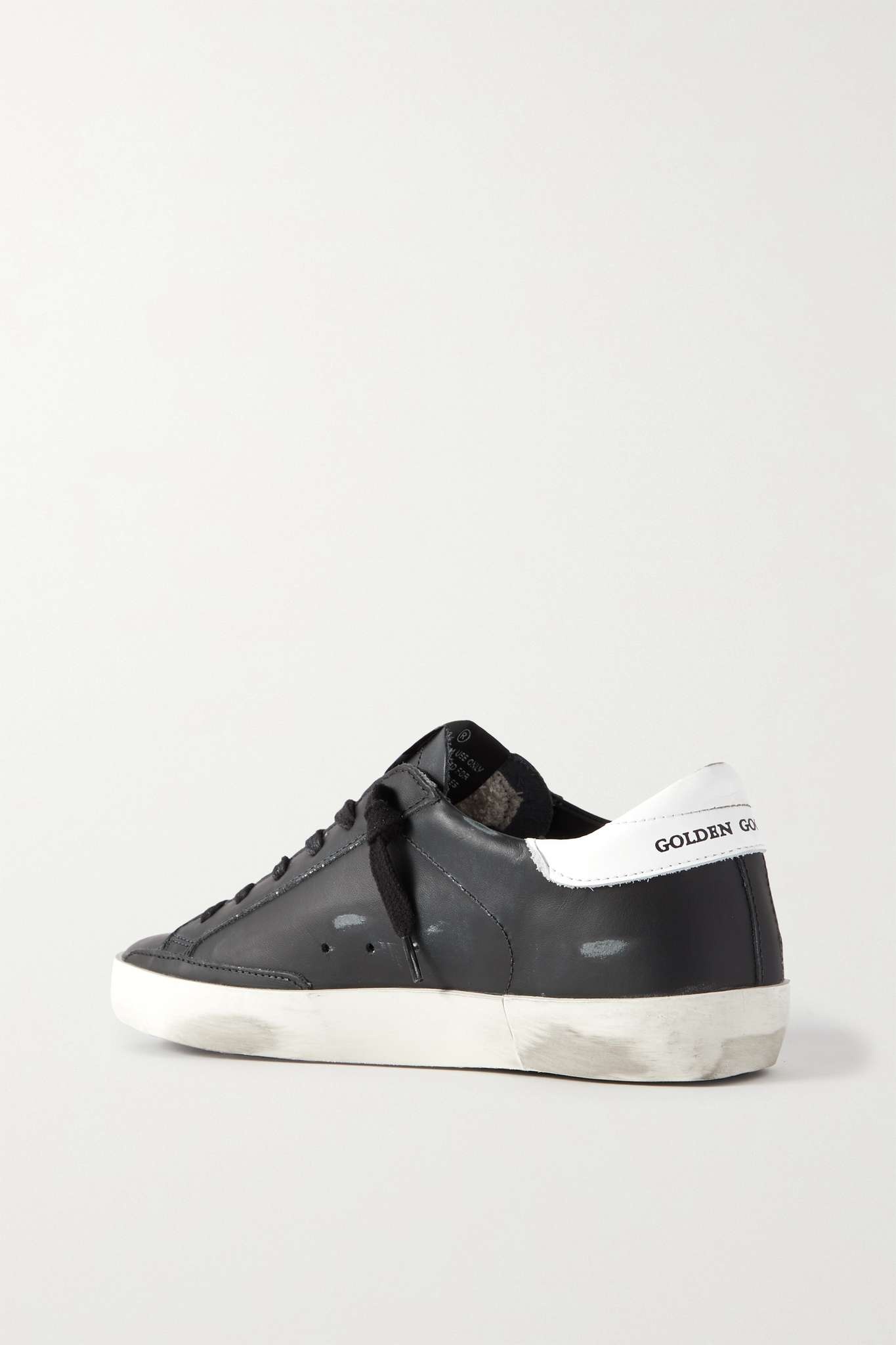Superstar faux pearl-embellished distressed leather sneakers - 3