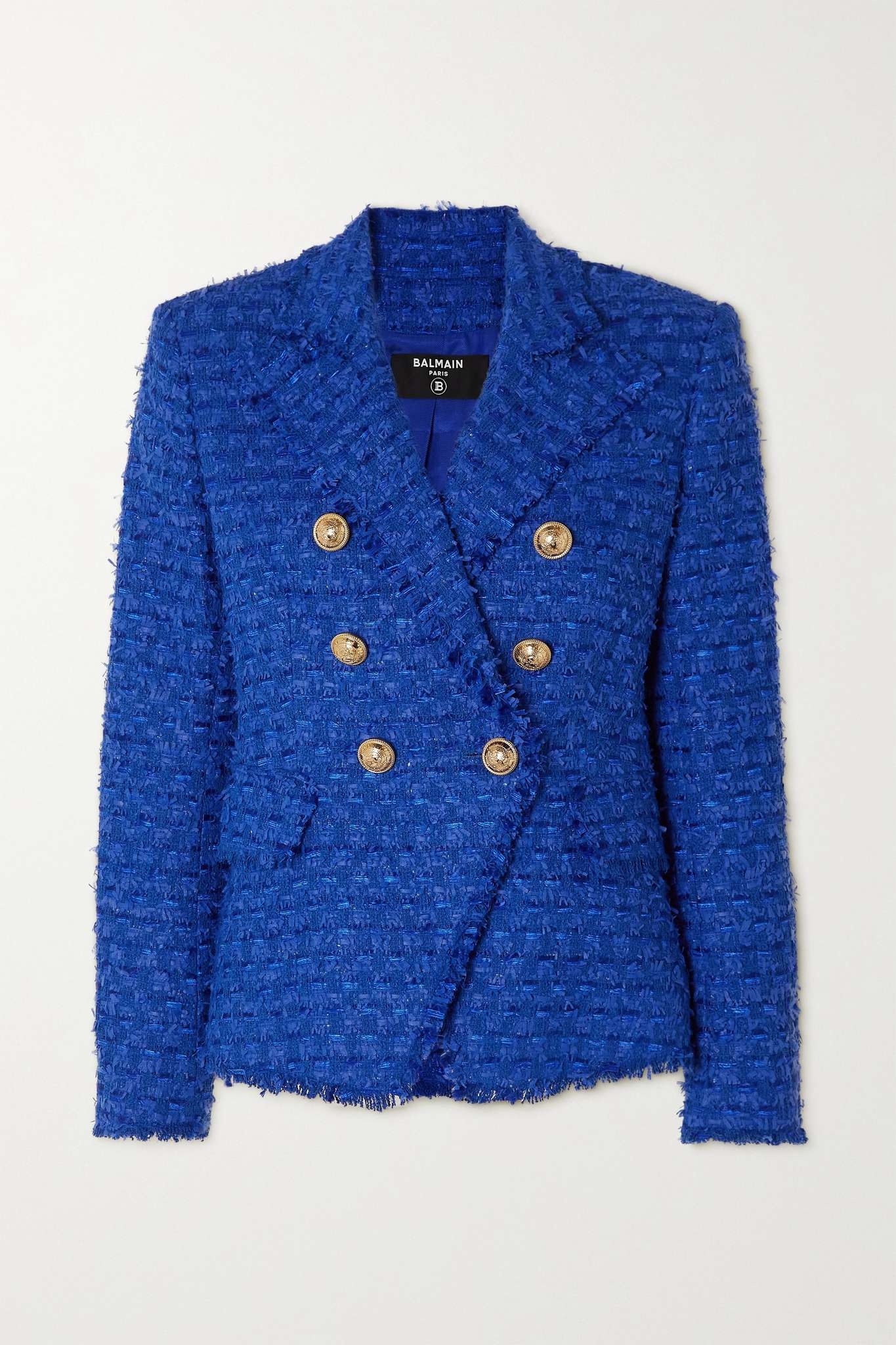 Fringed cotton-blend bouclé-tweed jacket - 1