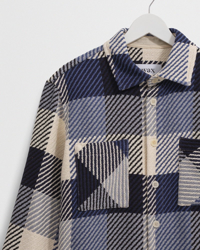 Whiting - Navy And Ecru Block Check Overshirt 9