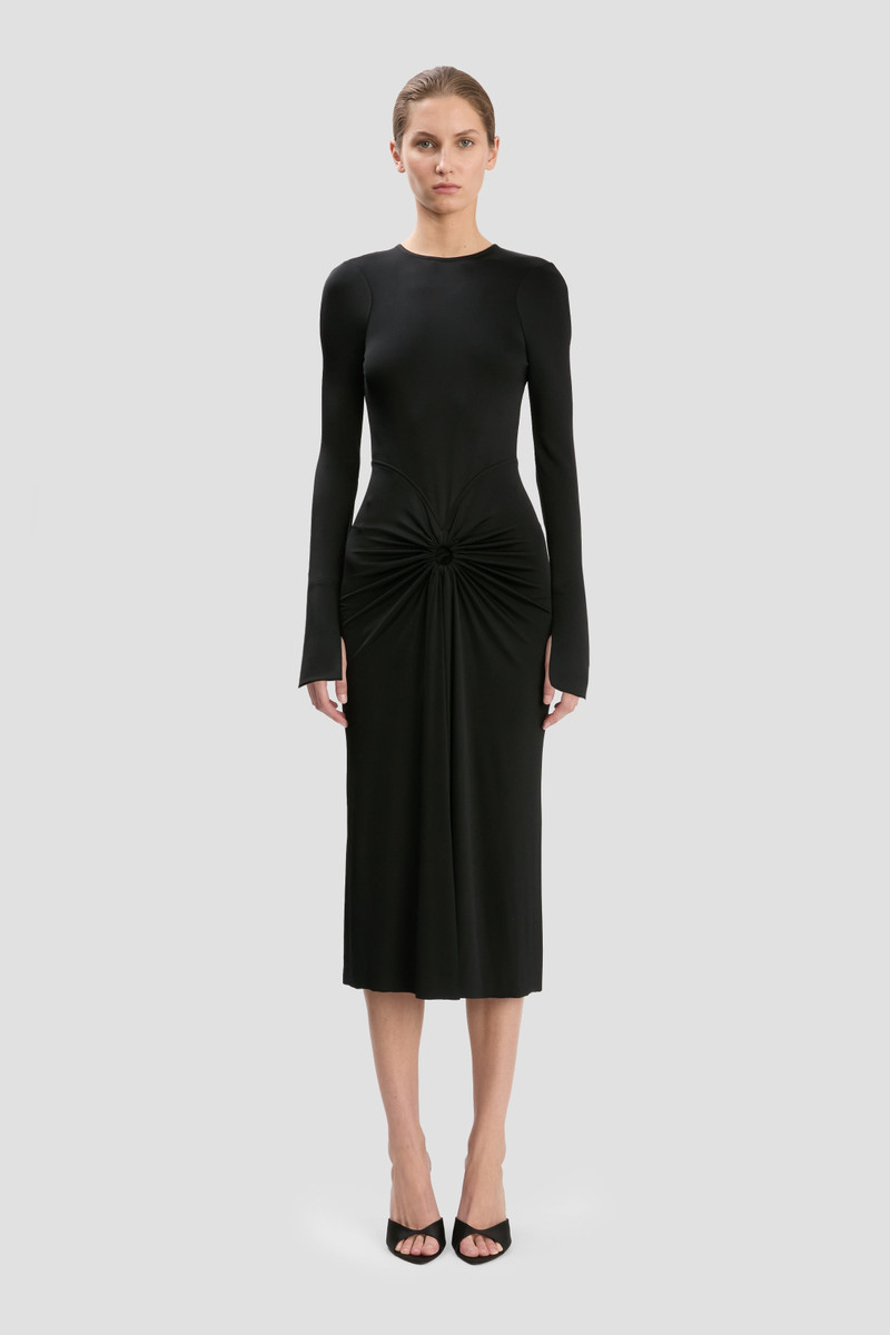 Victoria Beckham Frances Midi Dress In Black outlook
