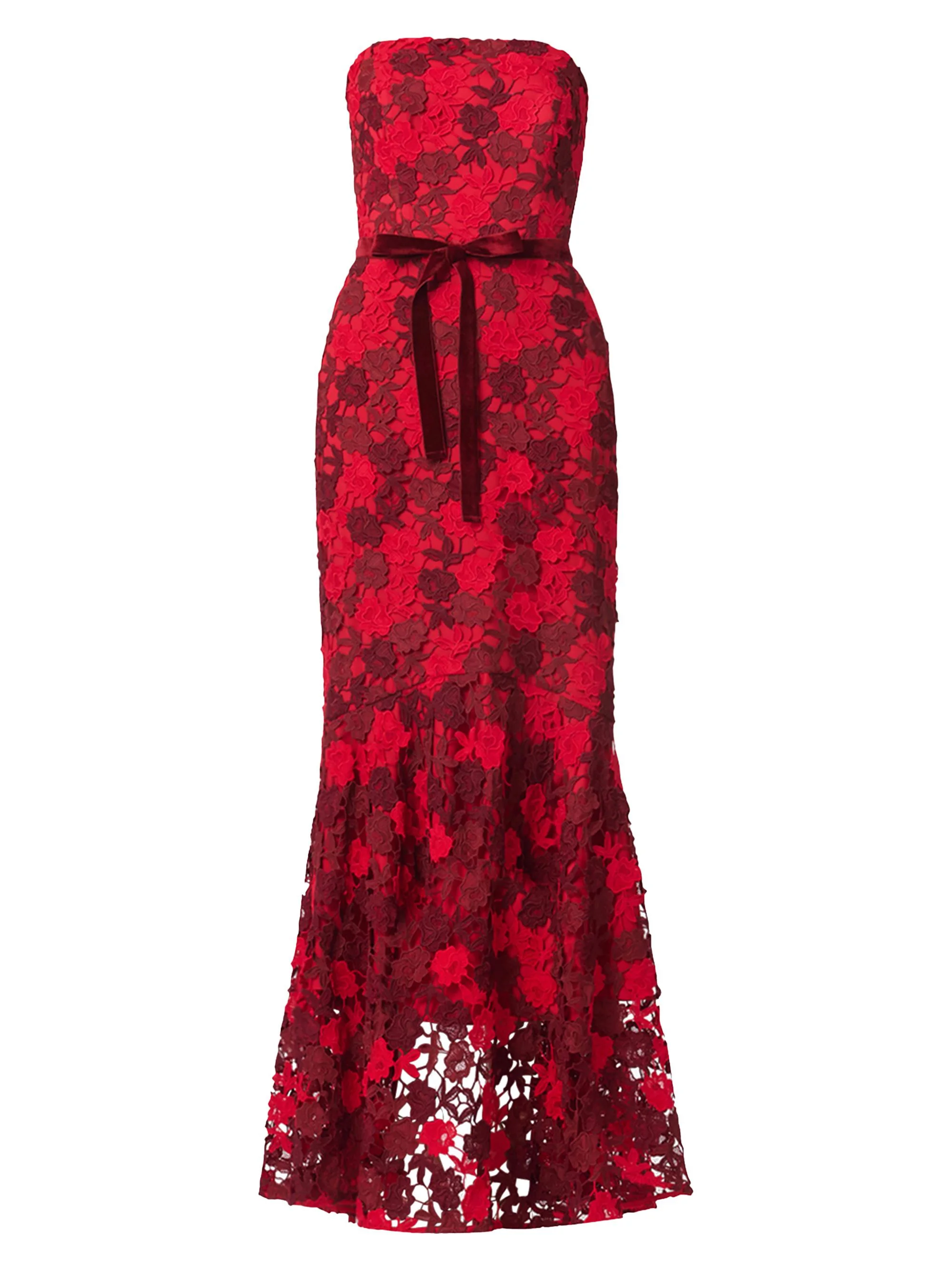 Women's Cierra Floral Lace High-Low Maxi Dress - Red Burgundy - 1