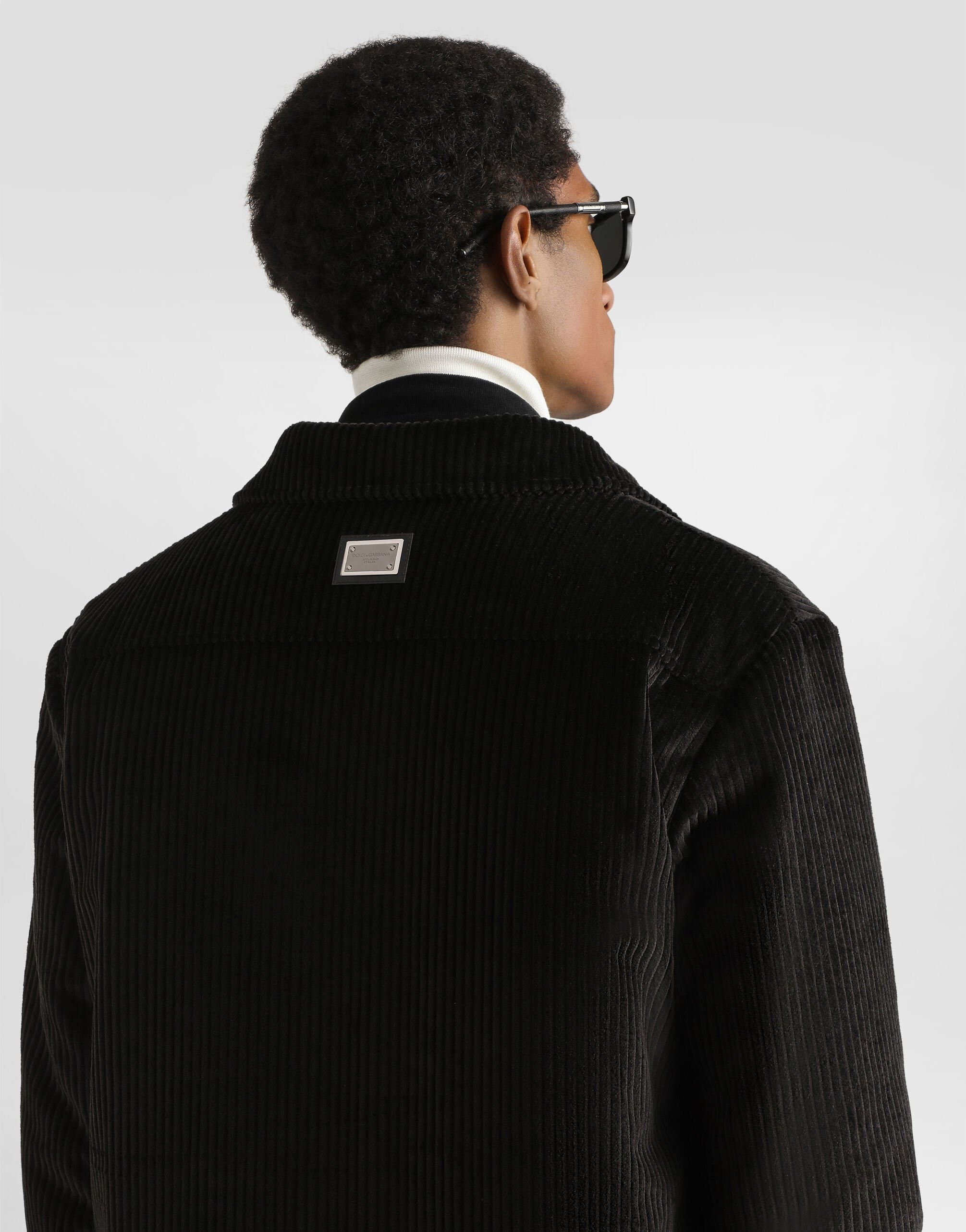 Padded and quilted velvet shirt jacket - 5