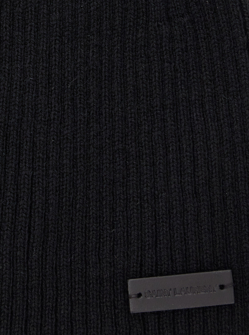 Saint Laurent Men Black Beanie With Logo Patch In Cashmere Man - 3