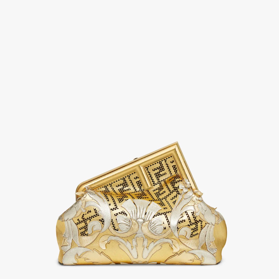 Fendace Gold-colored leather  bag with appliqués - 1