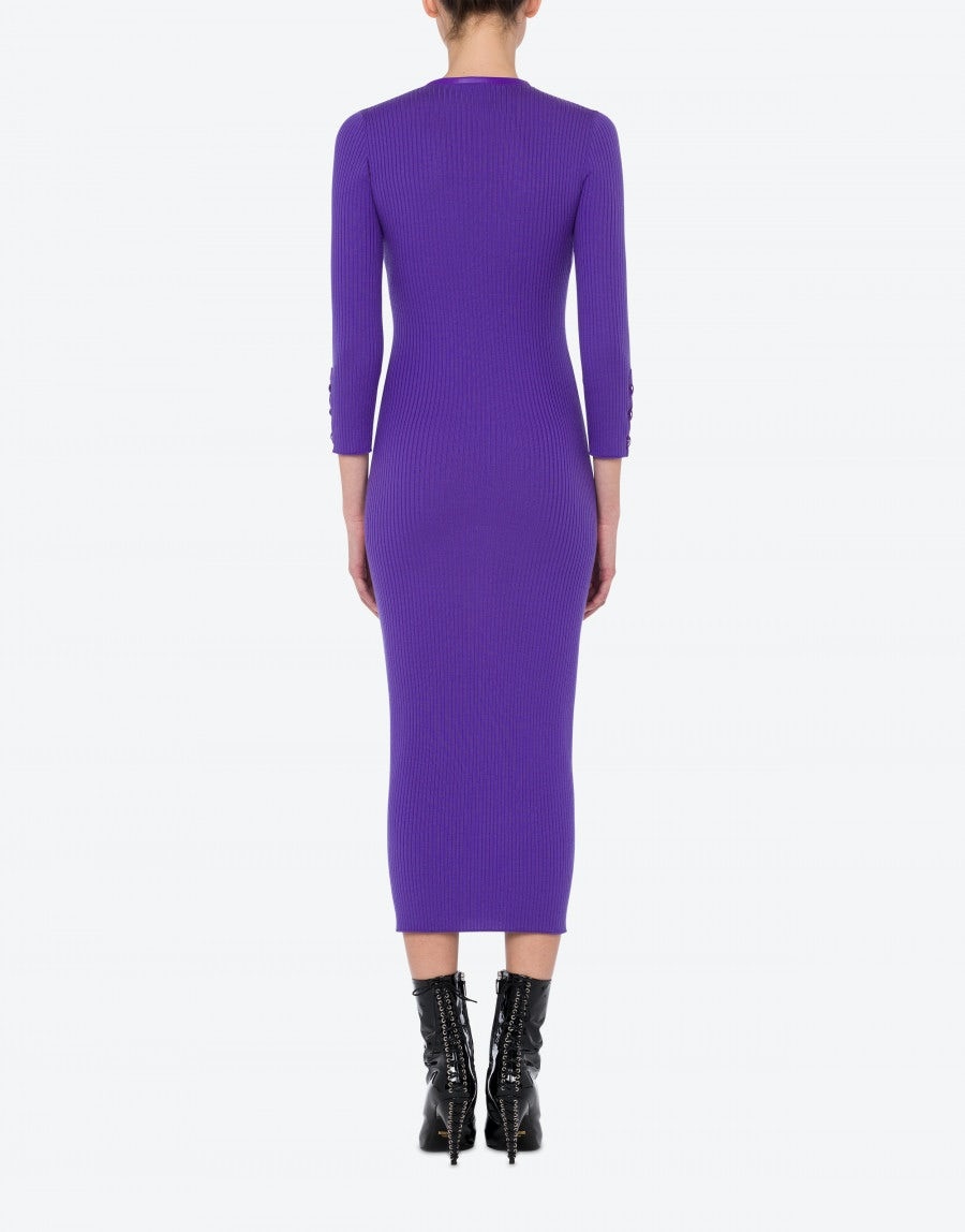 BONDAGE LACING RIBBED WOOL DRESS - 3