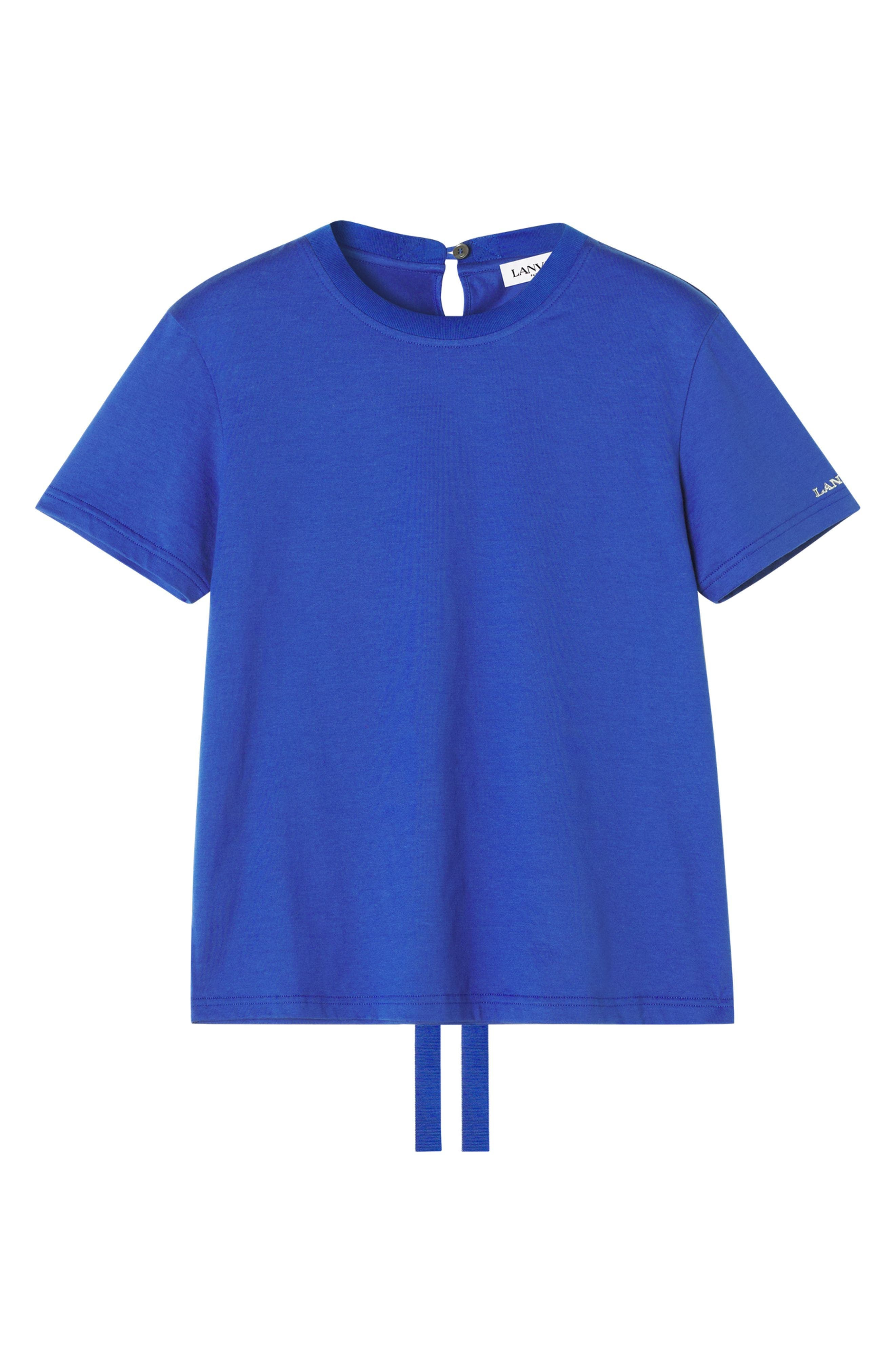 Lanvin Cotton T-Shirt With Ribbon Detail in Indigo at Nordstrom - 1