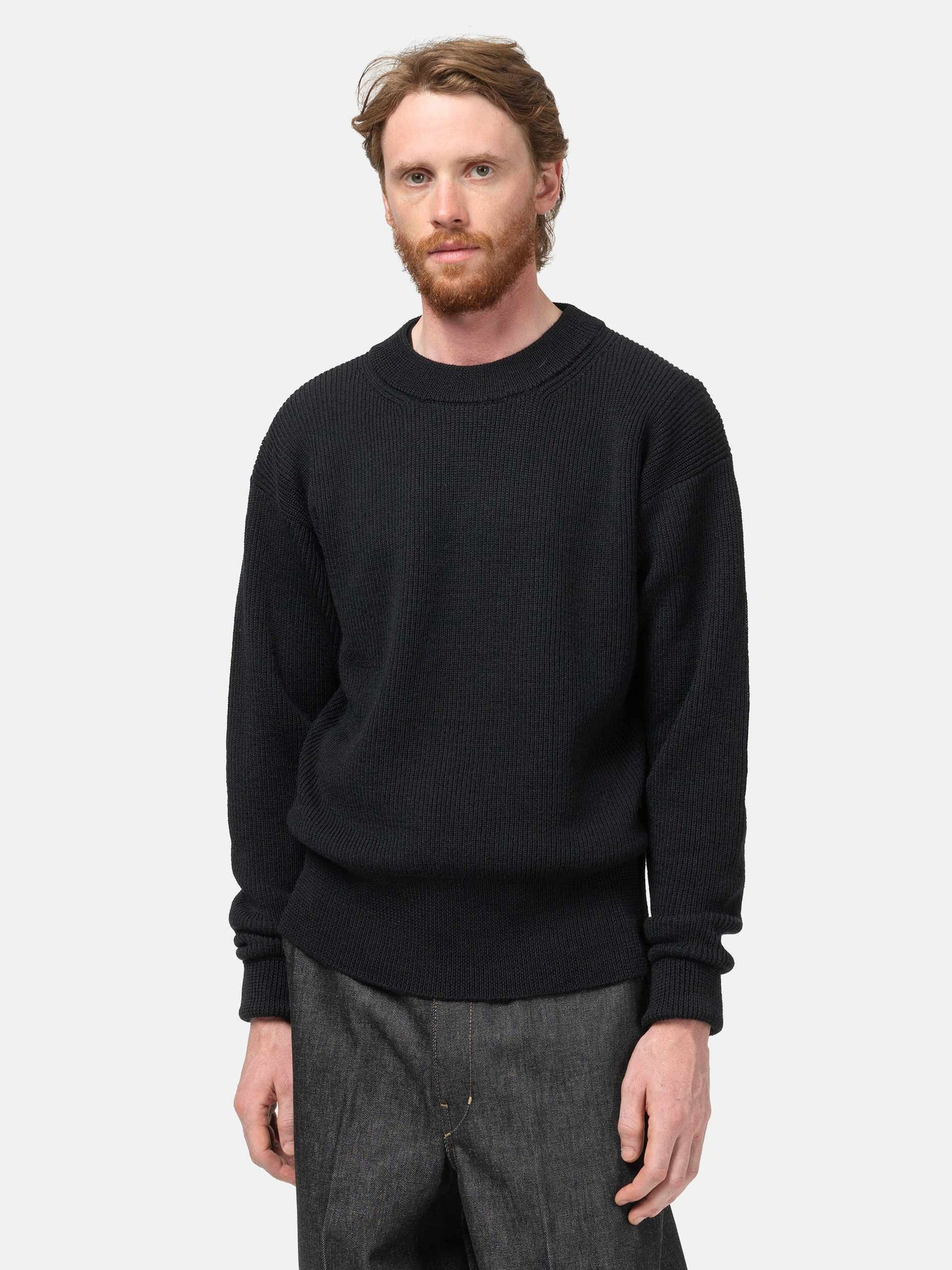Boxy Round Neck Sweater Black - 4