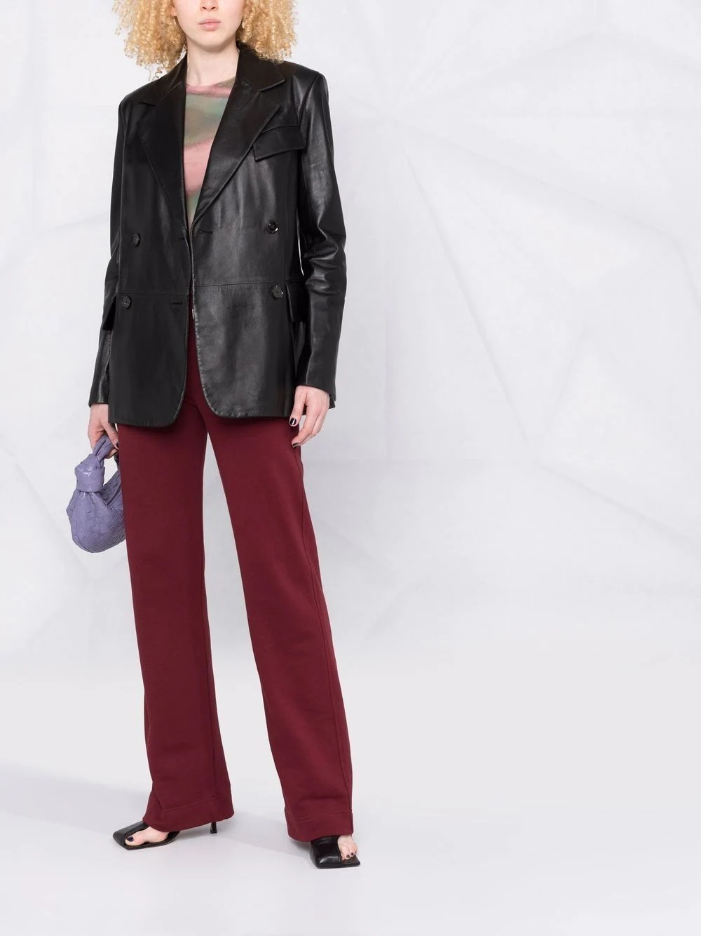single-breasted leather blazer - 2