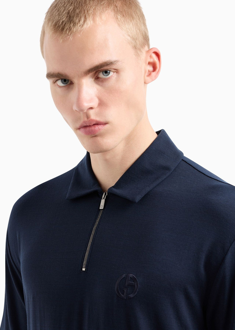 Stretch Lyocell and silk jersey short-sleeved polo shirt 5