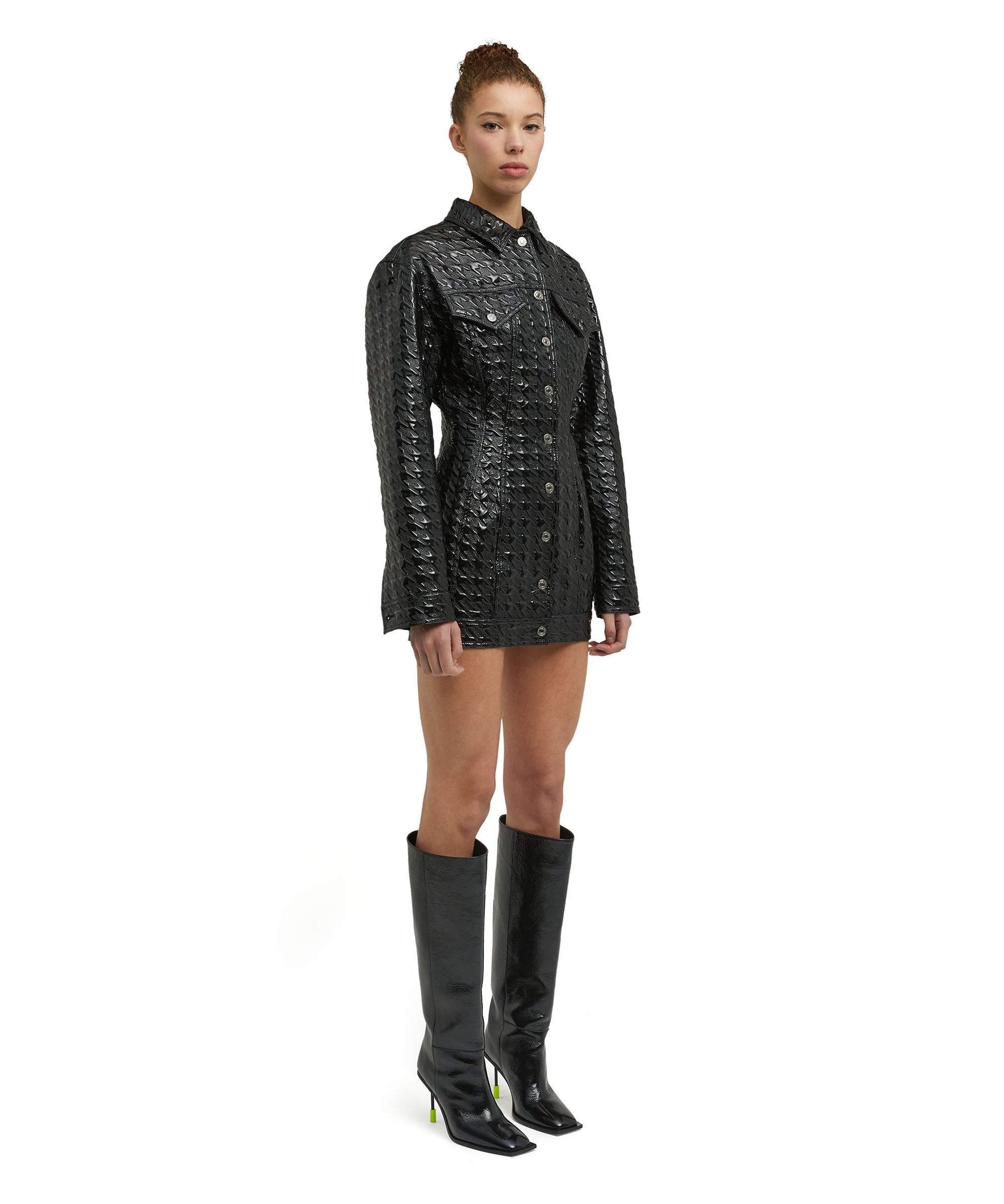 Mini dress with  "Embossed Pied de Poule Vinyl" print - 3