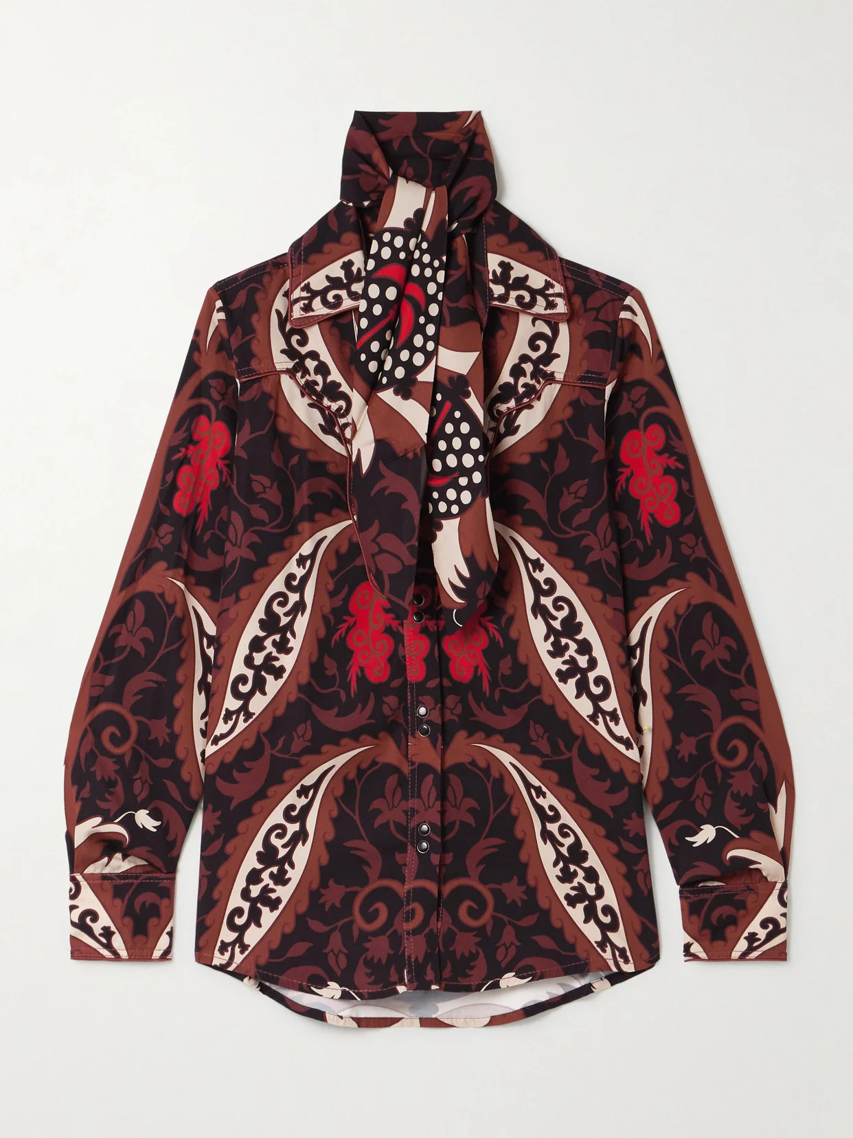 Hacia Puerto Tie-neck Printed Recycled-twill Shirt - 1