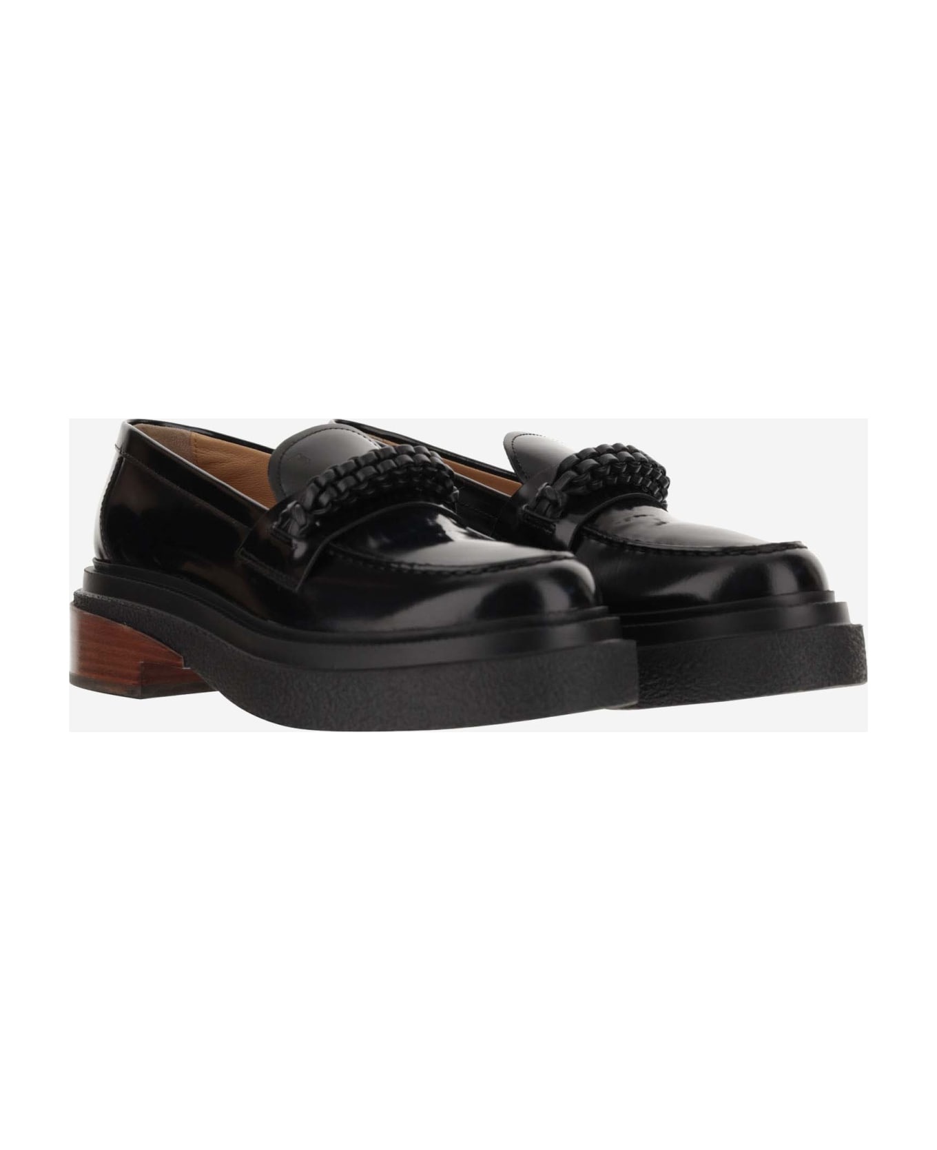 Leather Loafers With Weave - 3