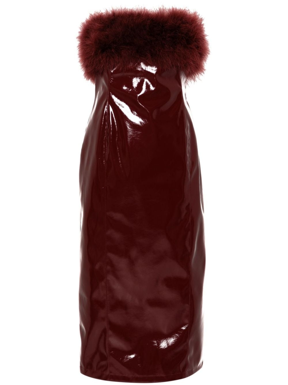 marabou-feathers patent midi dress - 1