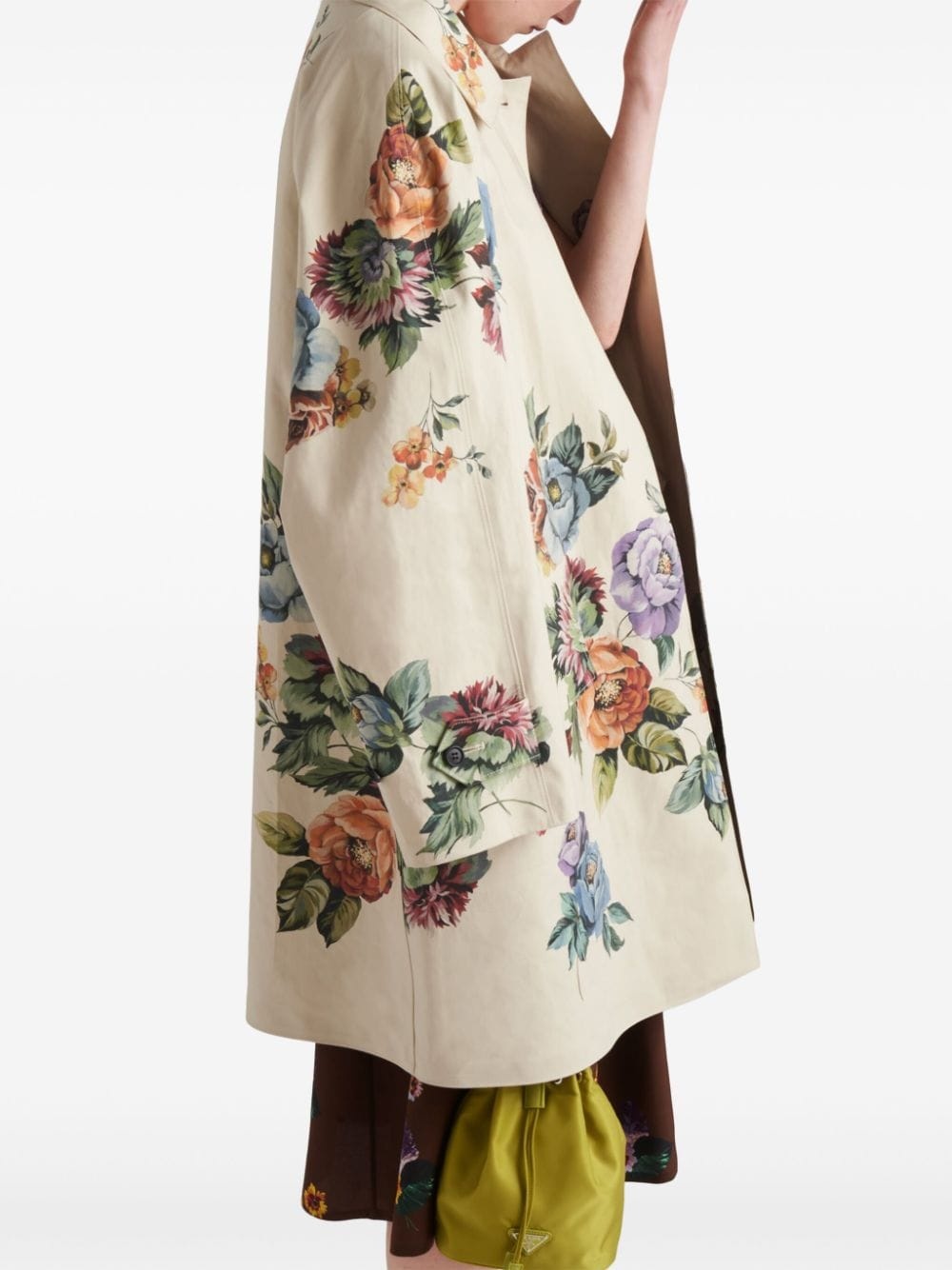 floral-print single-breasted coat - 3