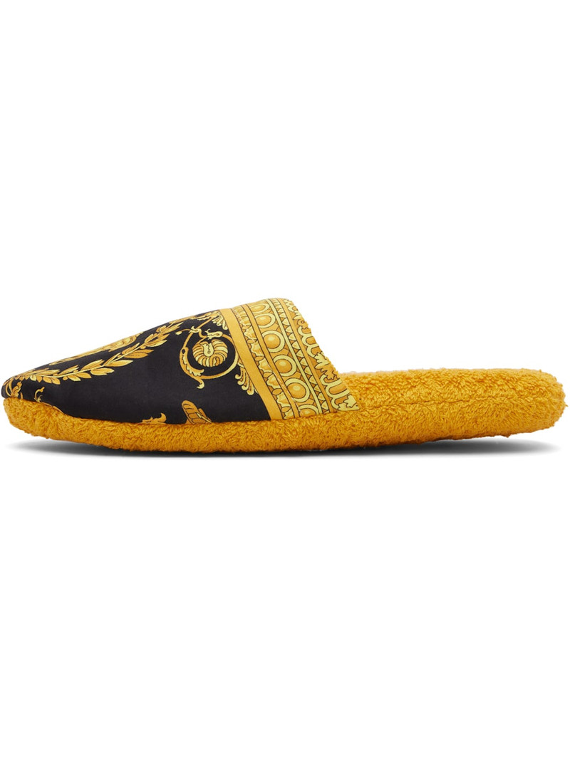 VERSACE Gold & Black 'I Heart Baroque' Slippers outlook