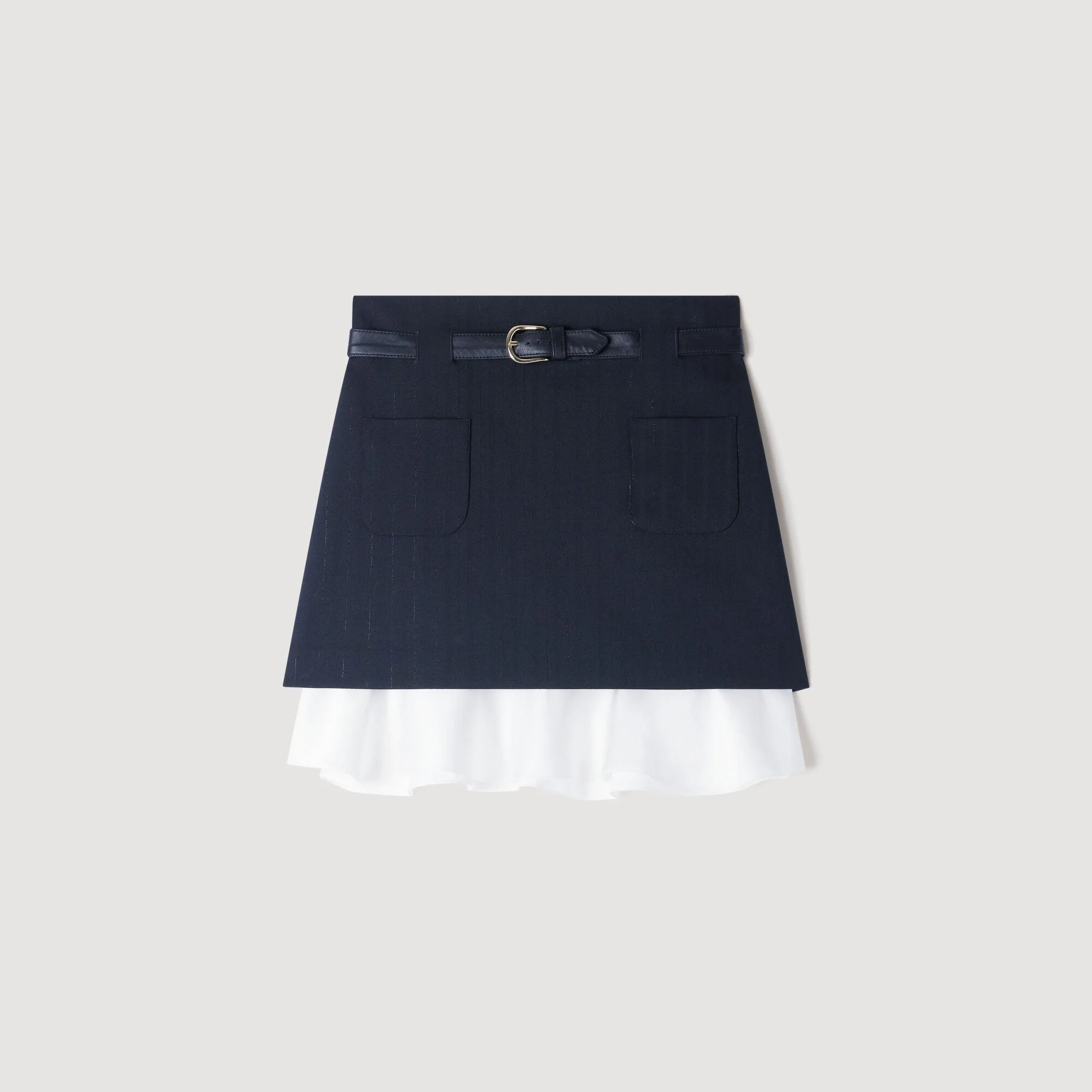 MINI STRIPED RUFFLED SKIRT - 1