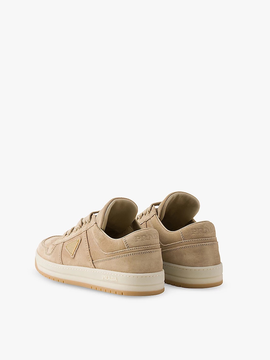 Downtown brand-plaque suede low-top trainers - 4