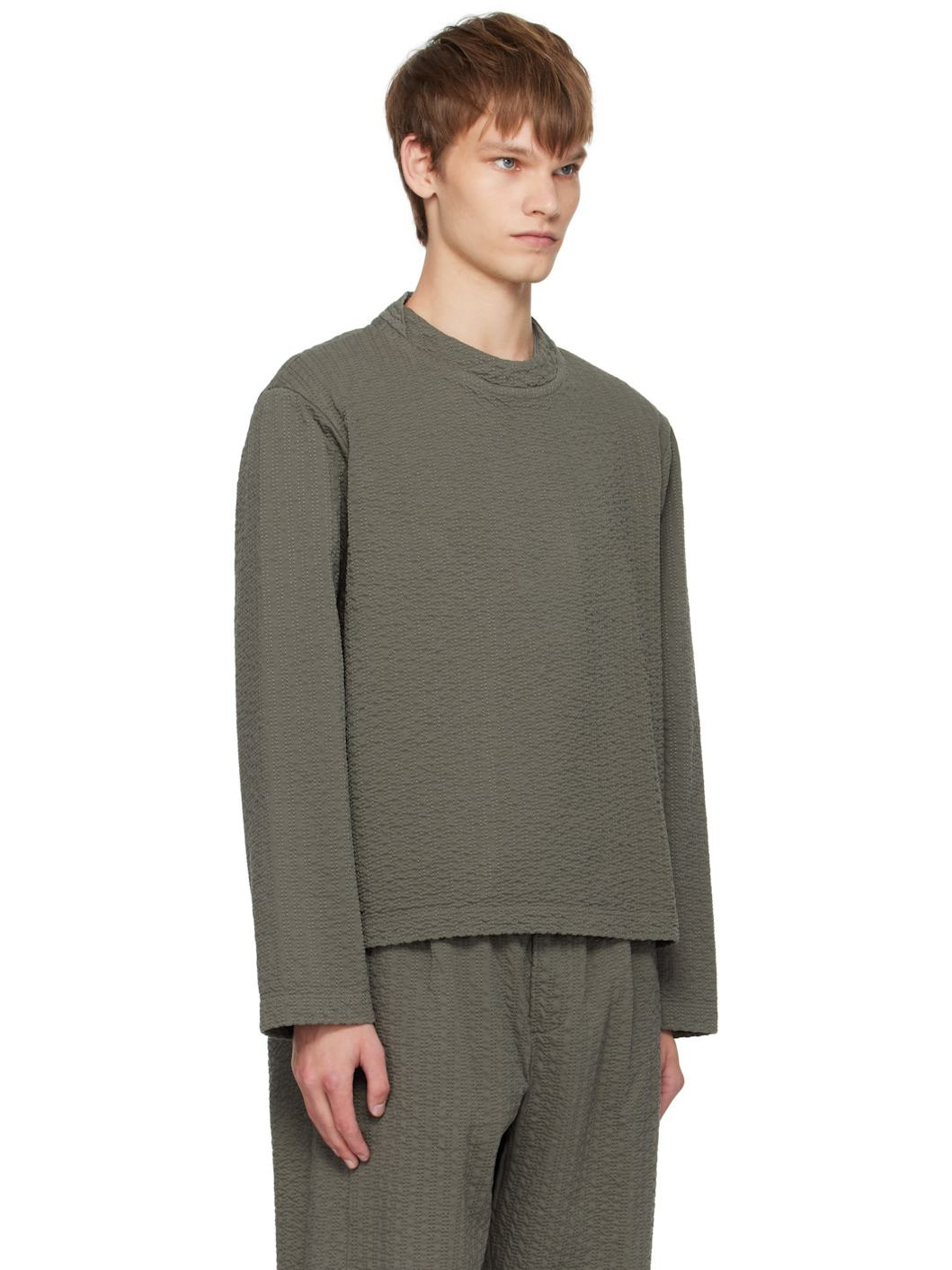 Khaki Embroidered Linestitch Smock T-shirt - 2