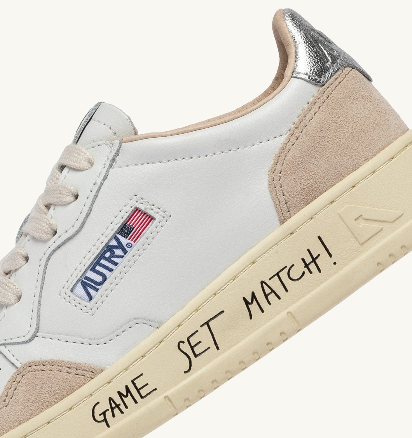 MEDALIST LOW SNEAKERS IN WHITE AND SILVER LEATHER AND SUEDE WITH LETTERING - 6