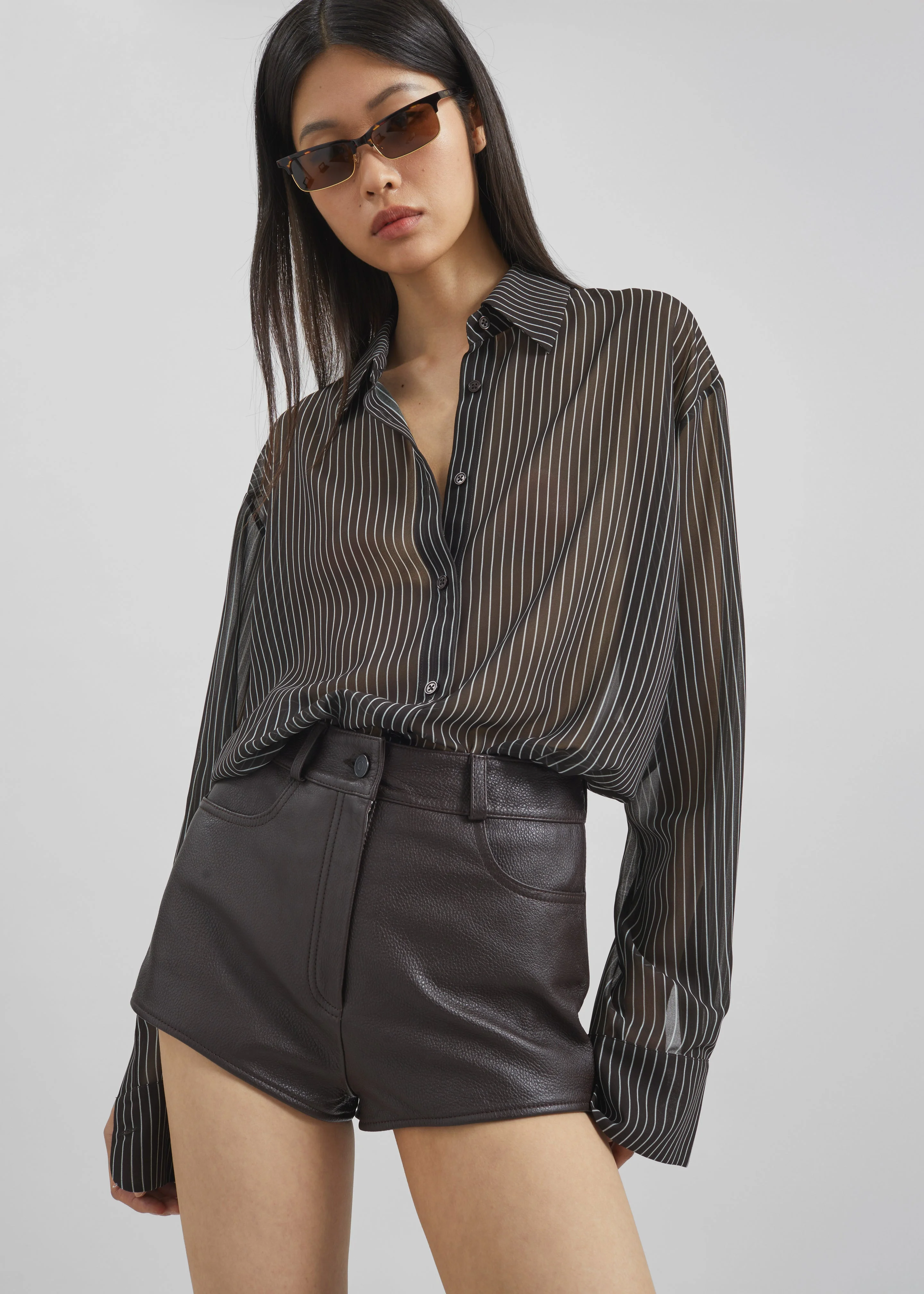 Loen Leather Hot Pants - Vintage Brown - 1