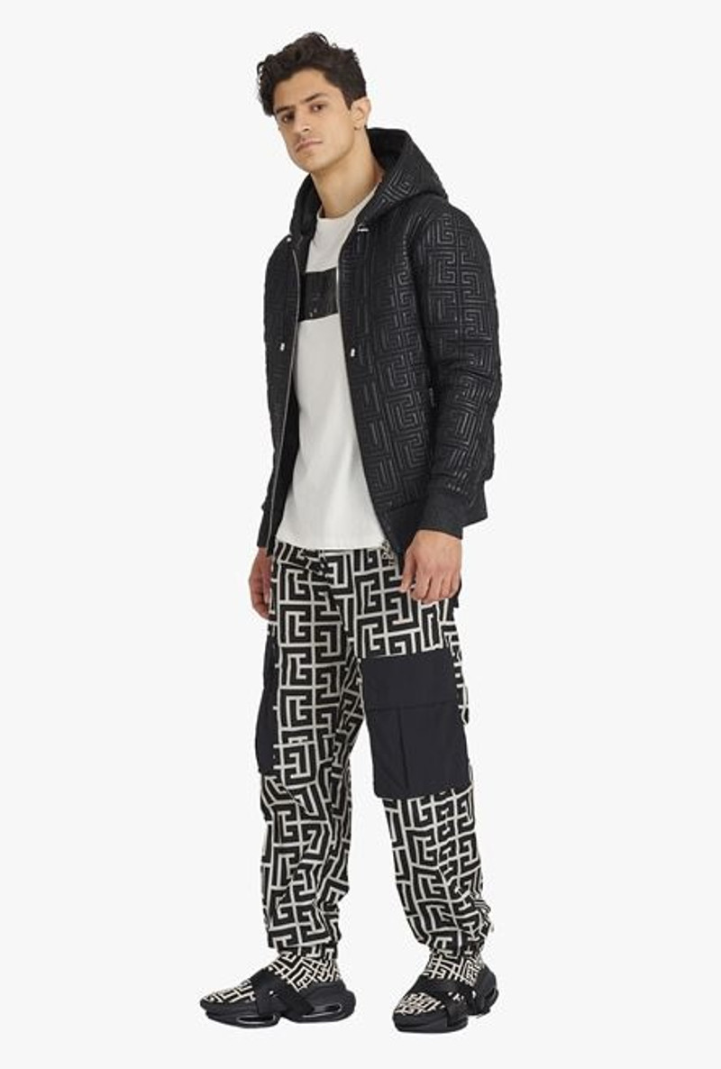 Balmain Black quilted leather sweatshirt with Balmain monogram outlook