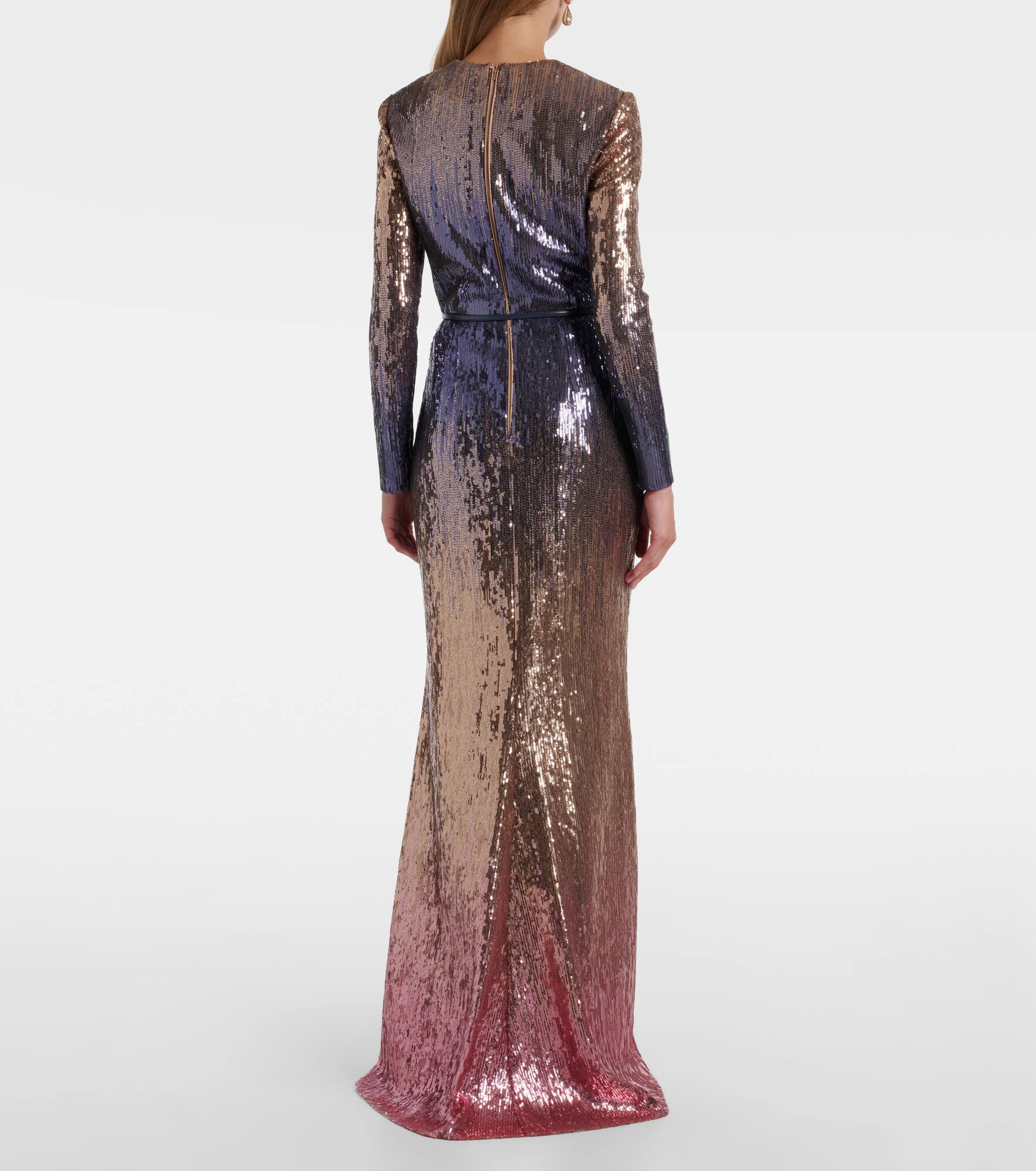 Ombré sequined belted gown - 3