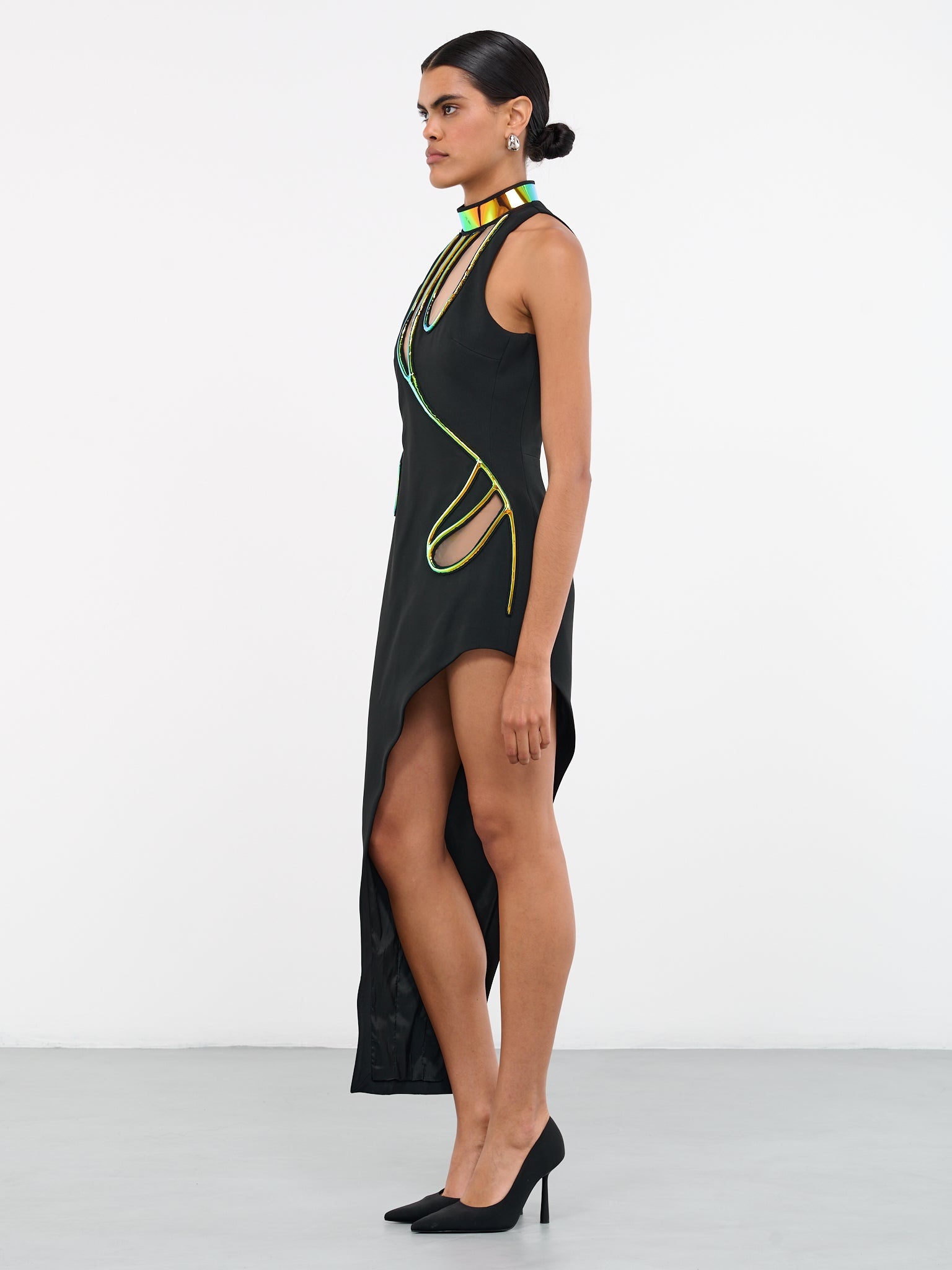 Asymmetric Iridescent Cut-Out Dress - 2