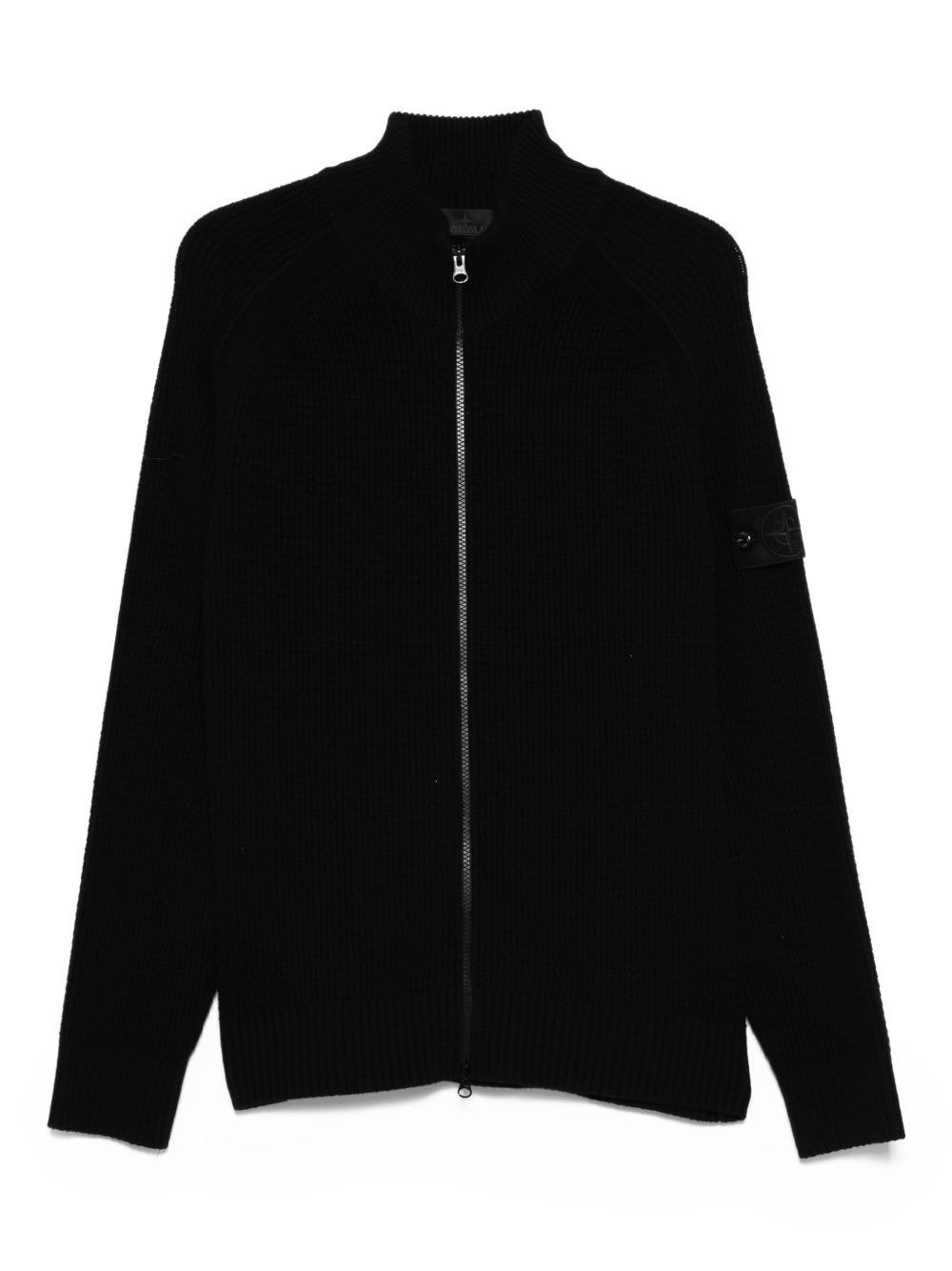 ribbed zip-up cardigan - 1