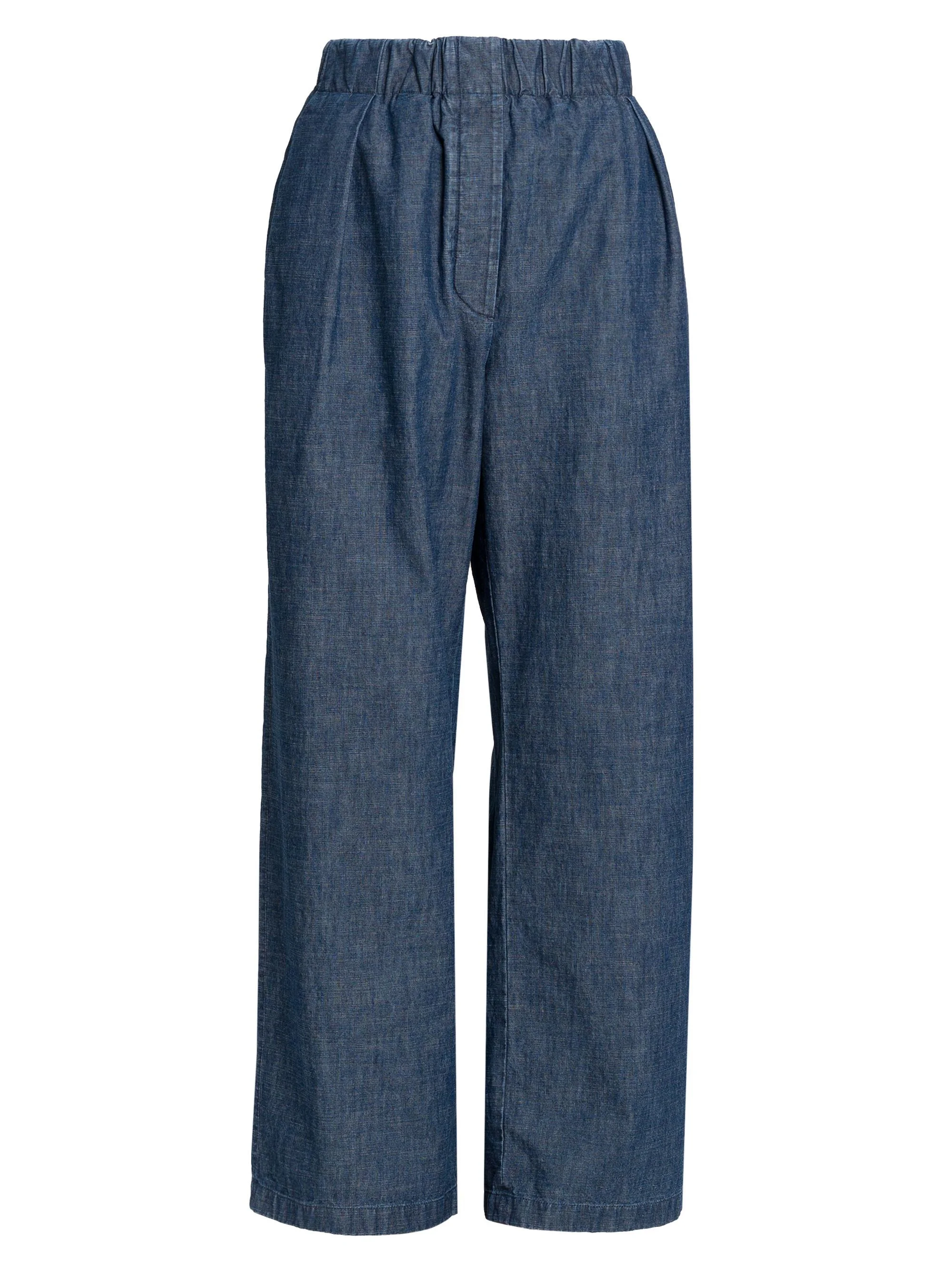 Women's Cotton Chambray Relaxed-Fit Trousers - Indigo - 1