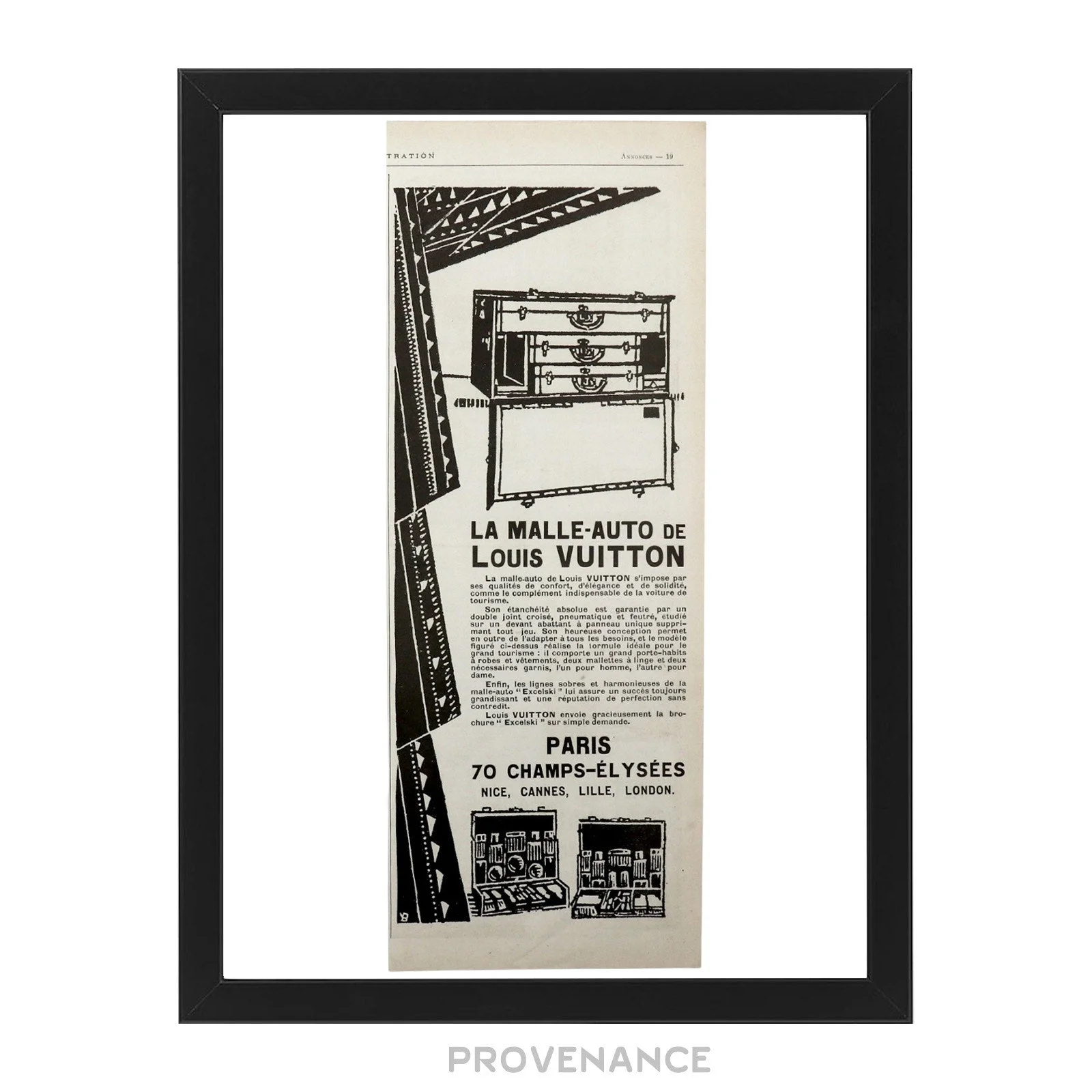 Louis Vuitton Antique Vintage Newsprint Ad - MALLE-AUTO - 1