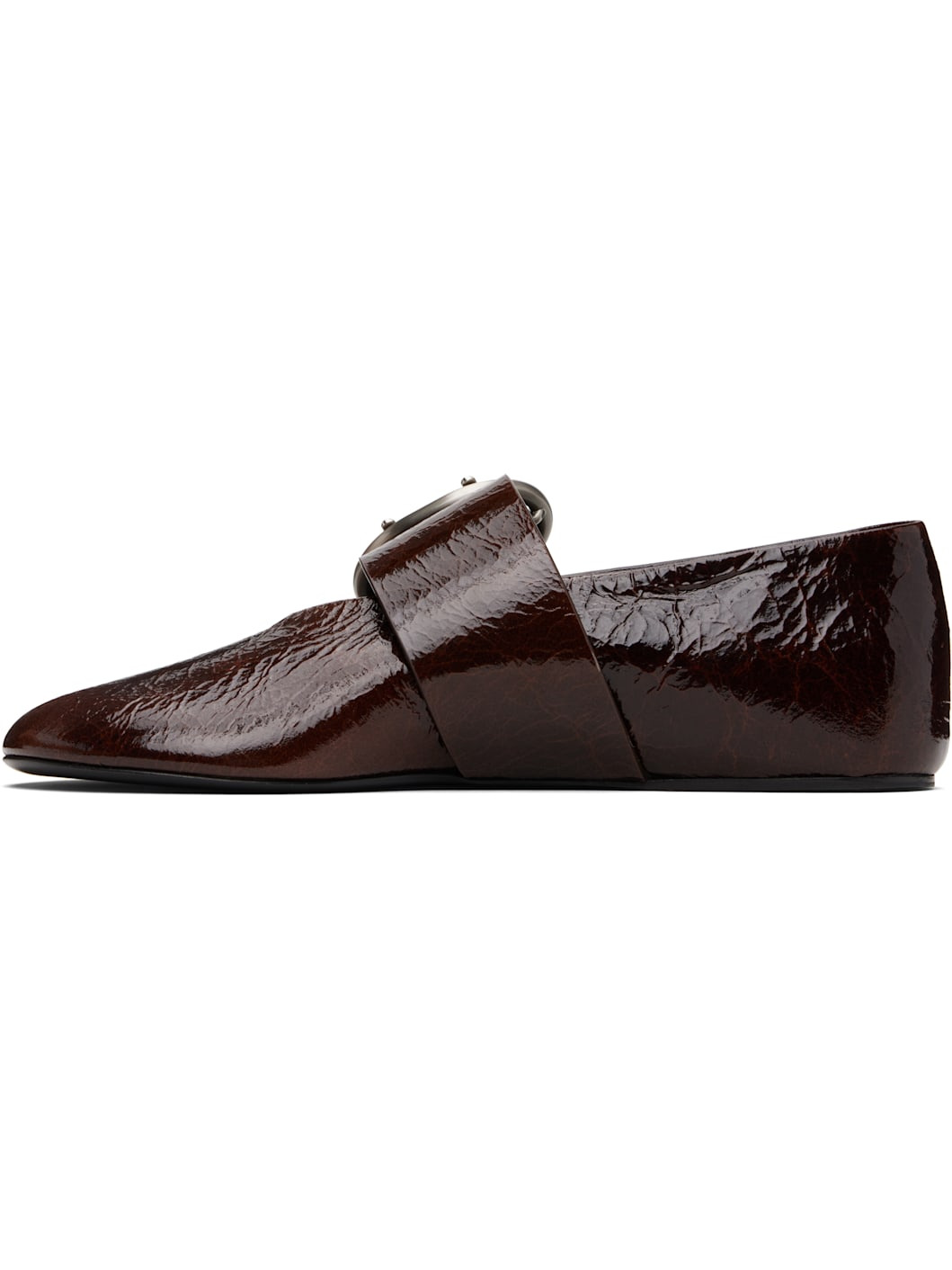 Burgundy Crackled Ballerina Flats - 3