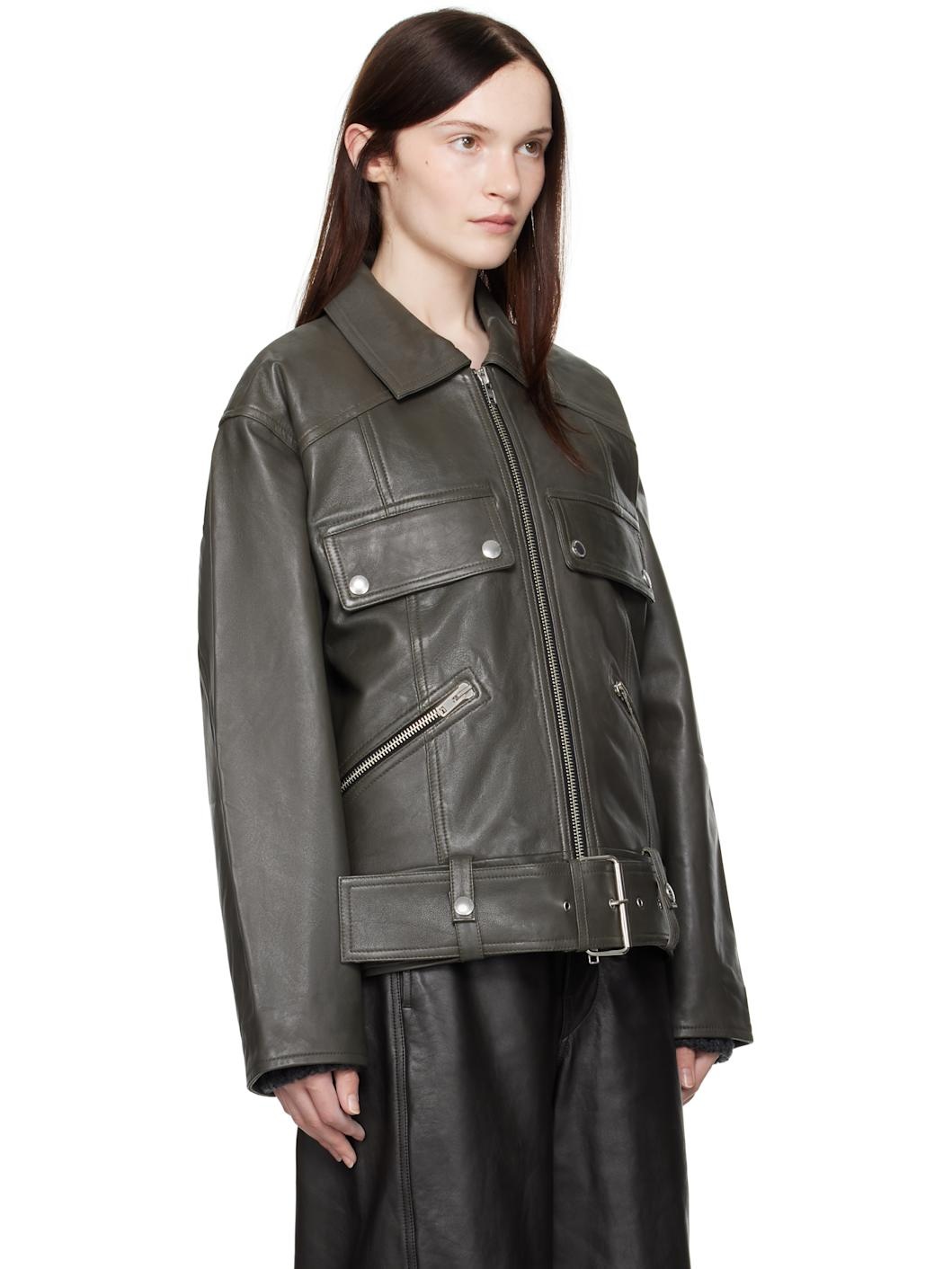 Gray Yara Leather Jacket - 2