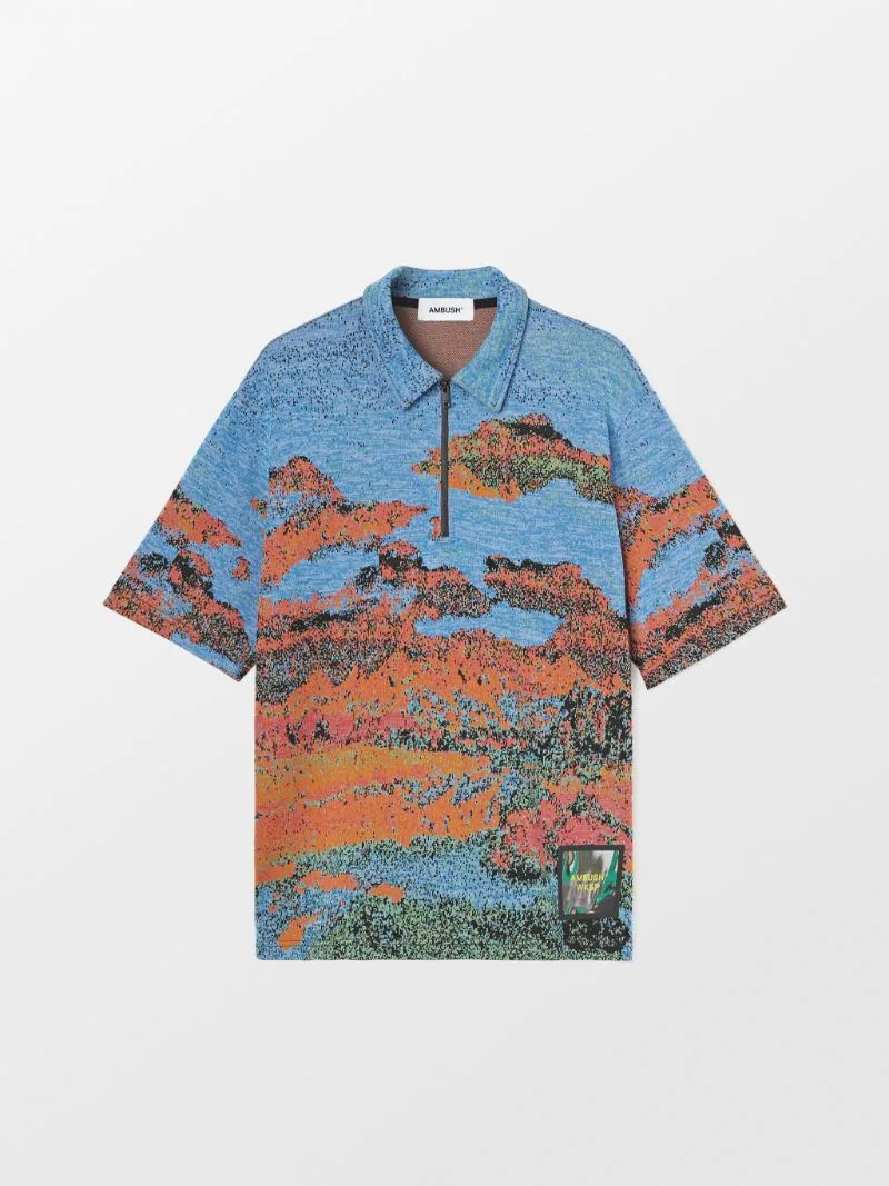 JACQUARD HALF ZIP POLO - 1