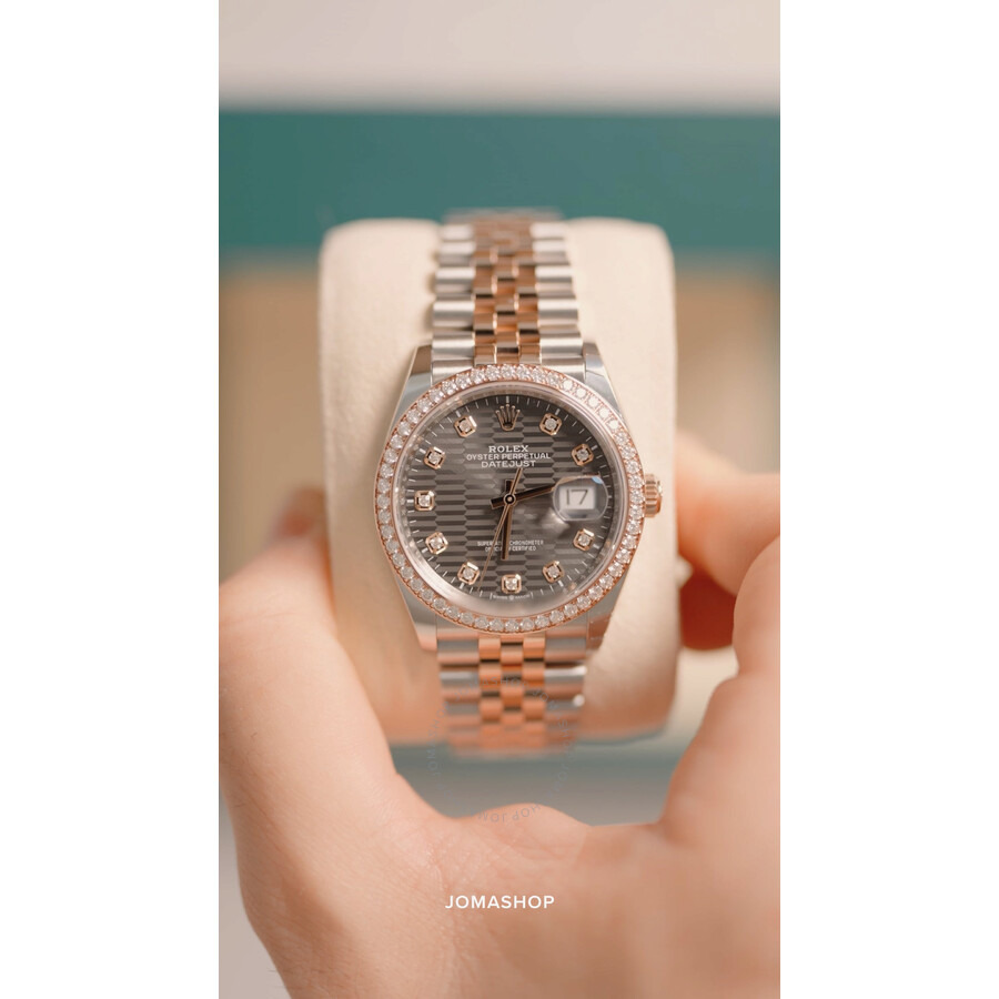 Rolex Datejust 36 Slate Fluted Motif Diamond Dial Automatic Men's Steel and 18kt Everose Gold Jubile - 5