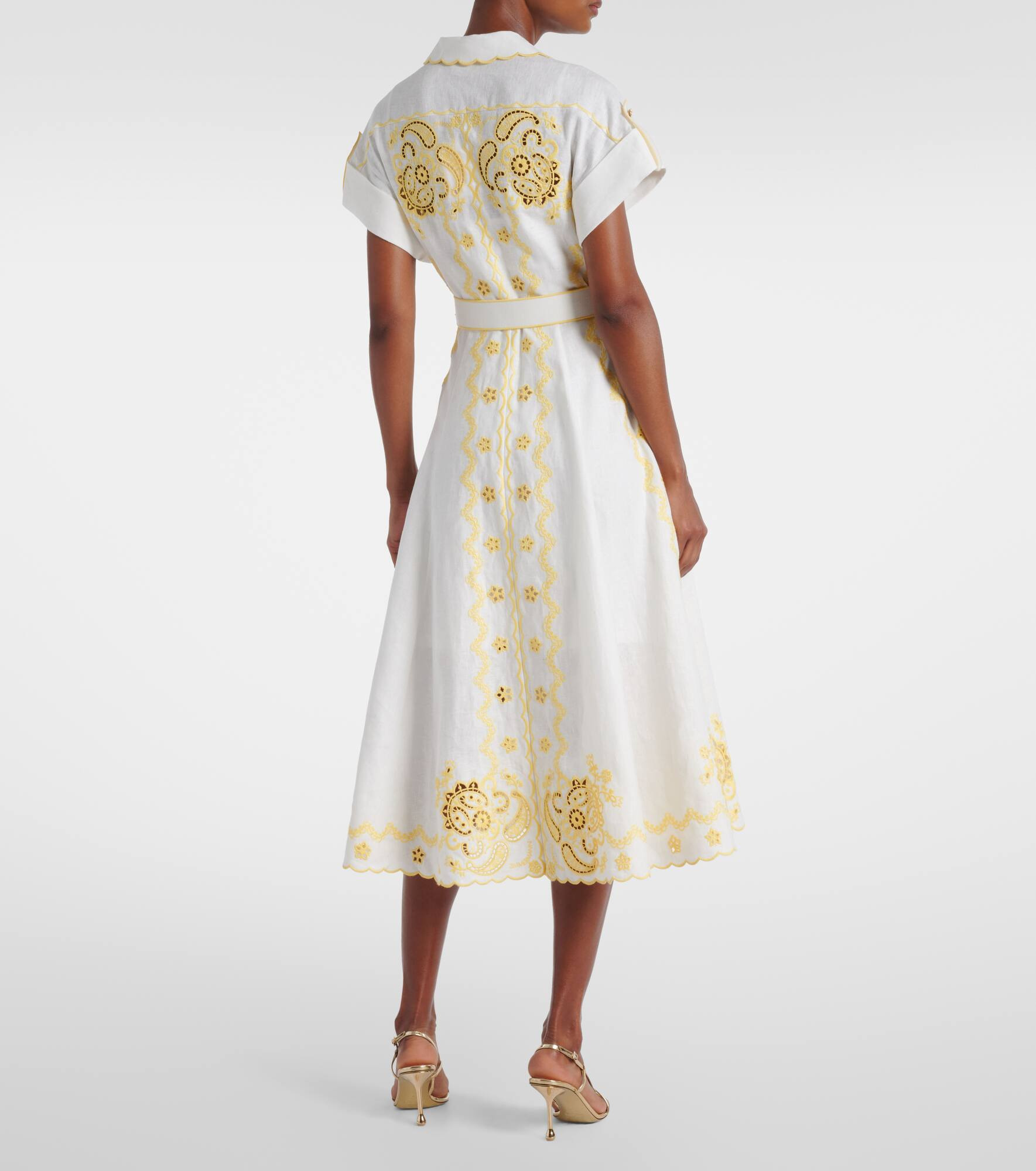 Lucky embroidered linen midi dress - 3