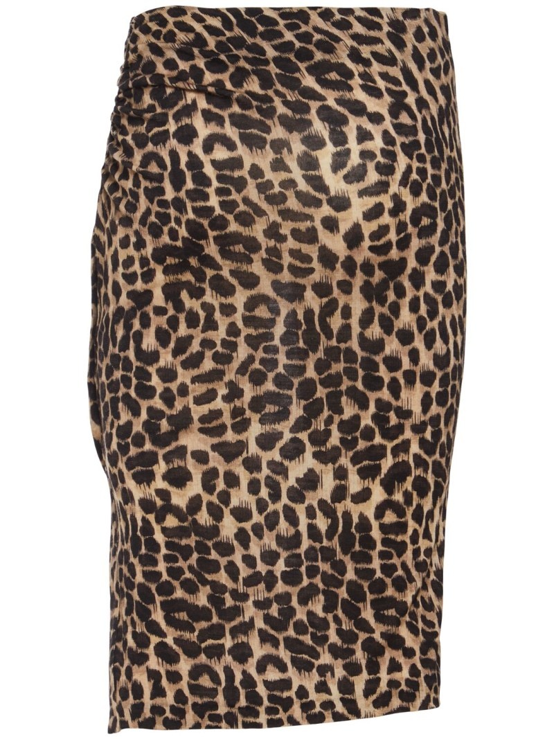 Printed wool jersey midi skirt - 4