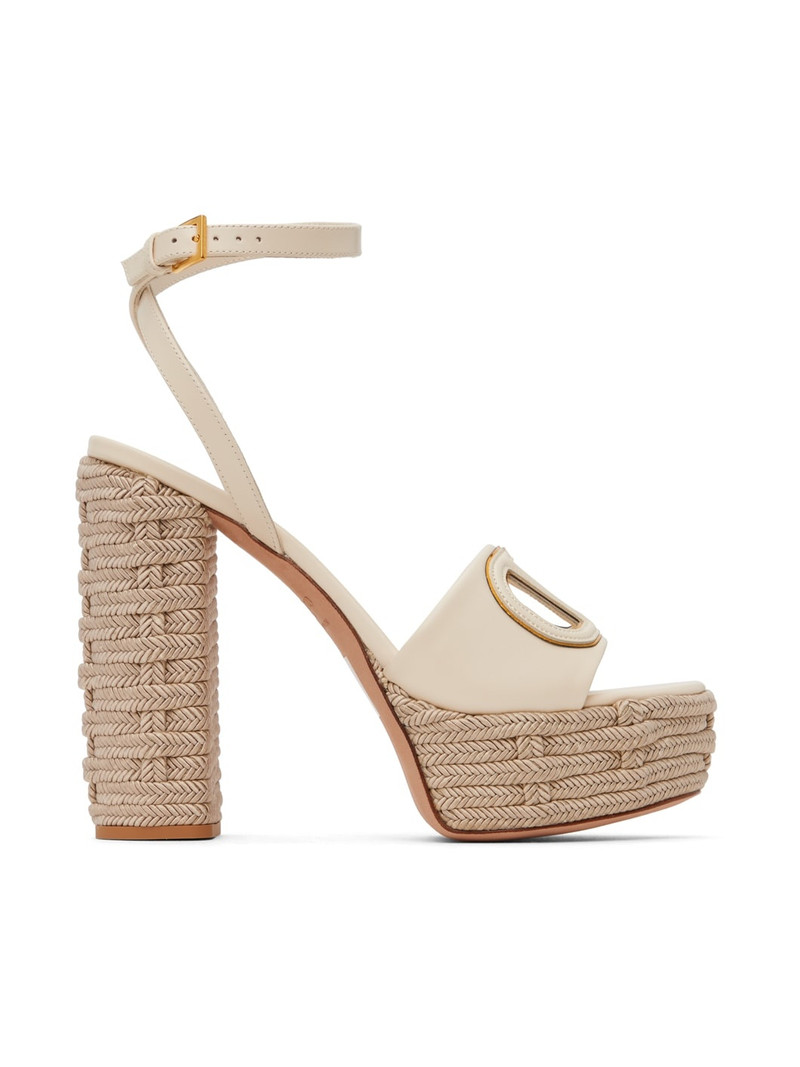 Beige VLogo Cutout Heeled Sandals 1
