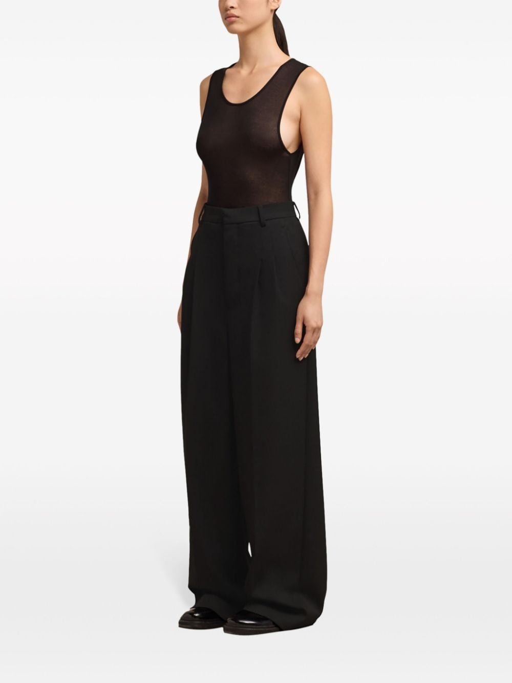 twill wide-leg trousers - 3