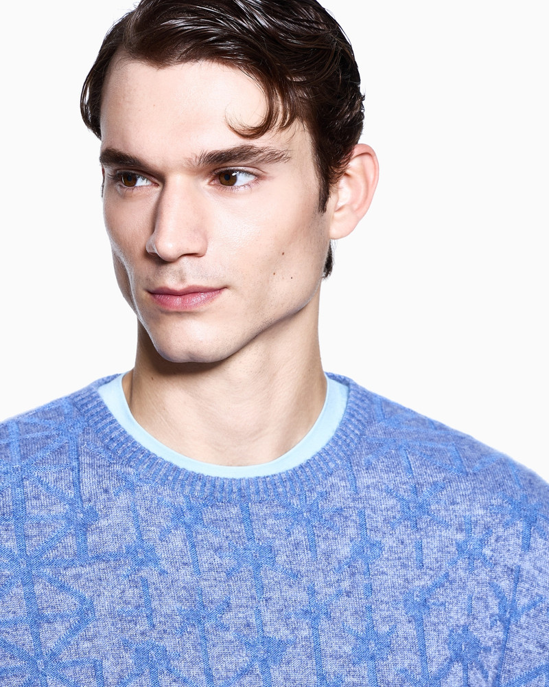 CREW-NECK JUMPER IN JACQUARD VIRGIN WOOL AND CASHMERE 5